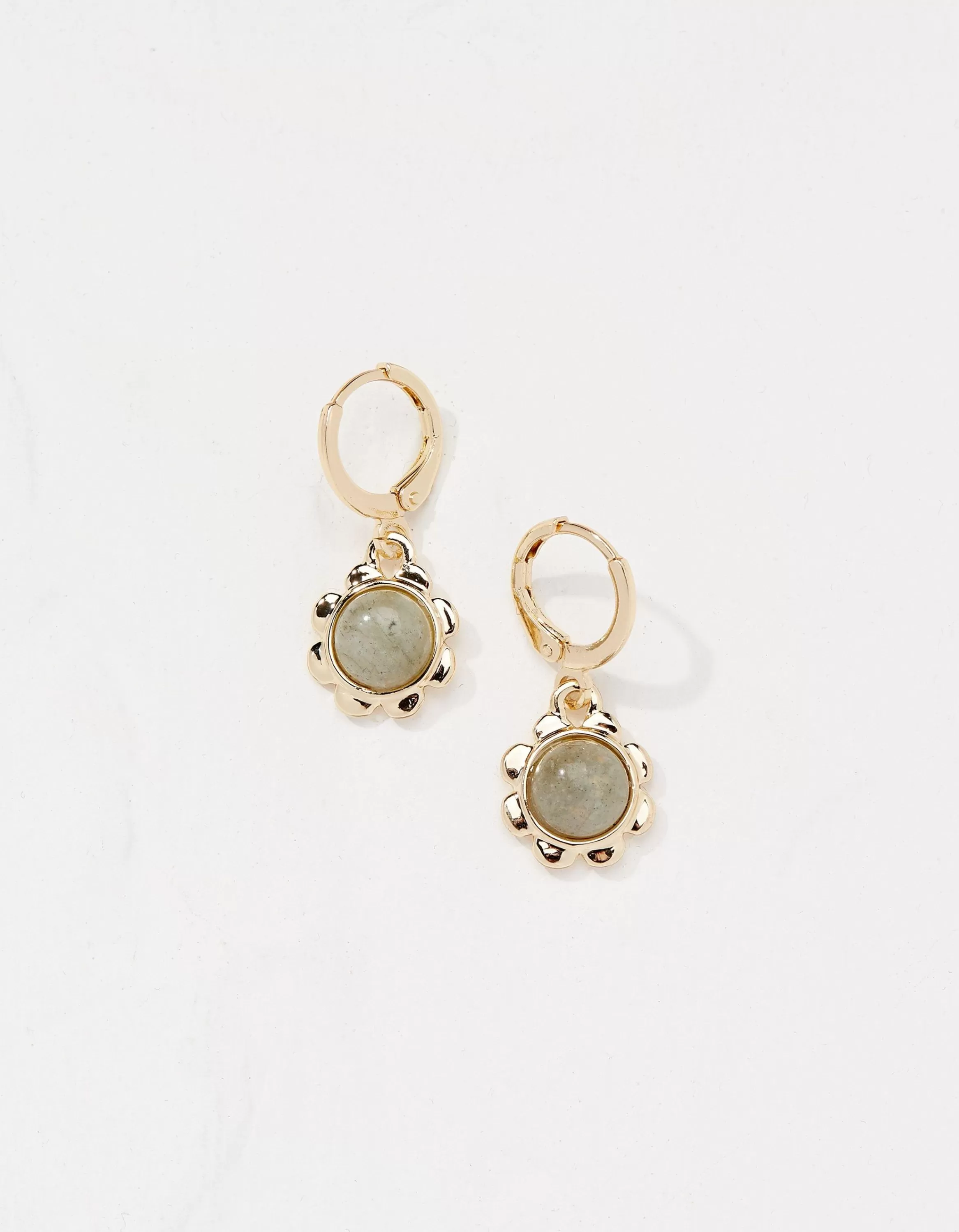 Outlet FatFace Stone Flower Drop Earrings Gold