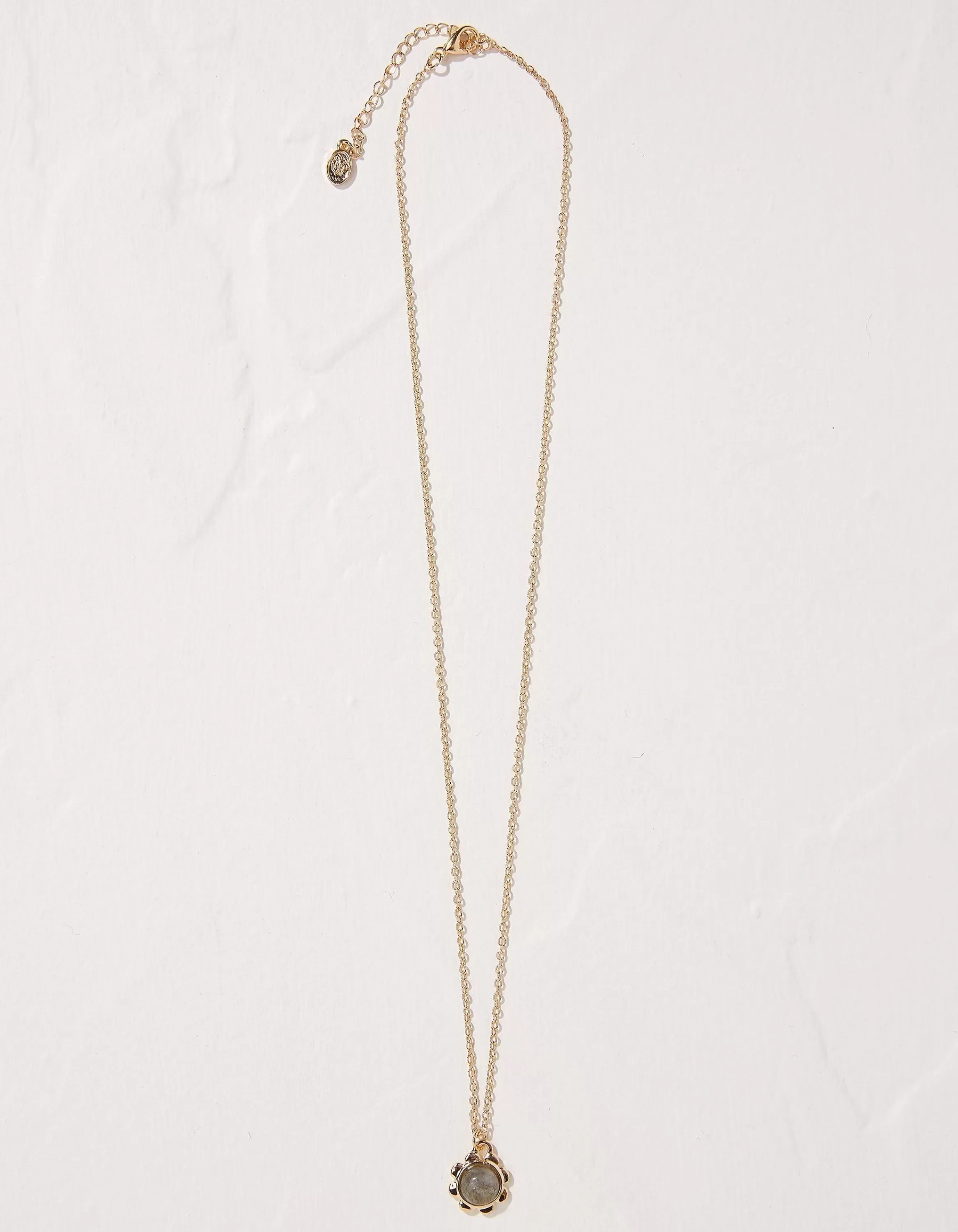 Hot FatFace Stone Flower Necklace Gold