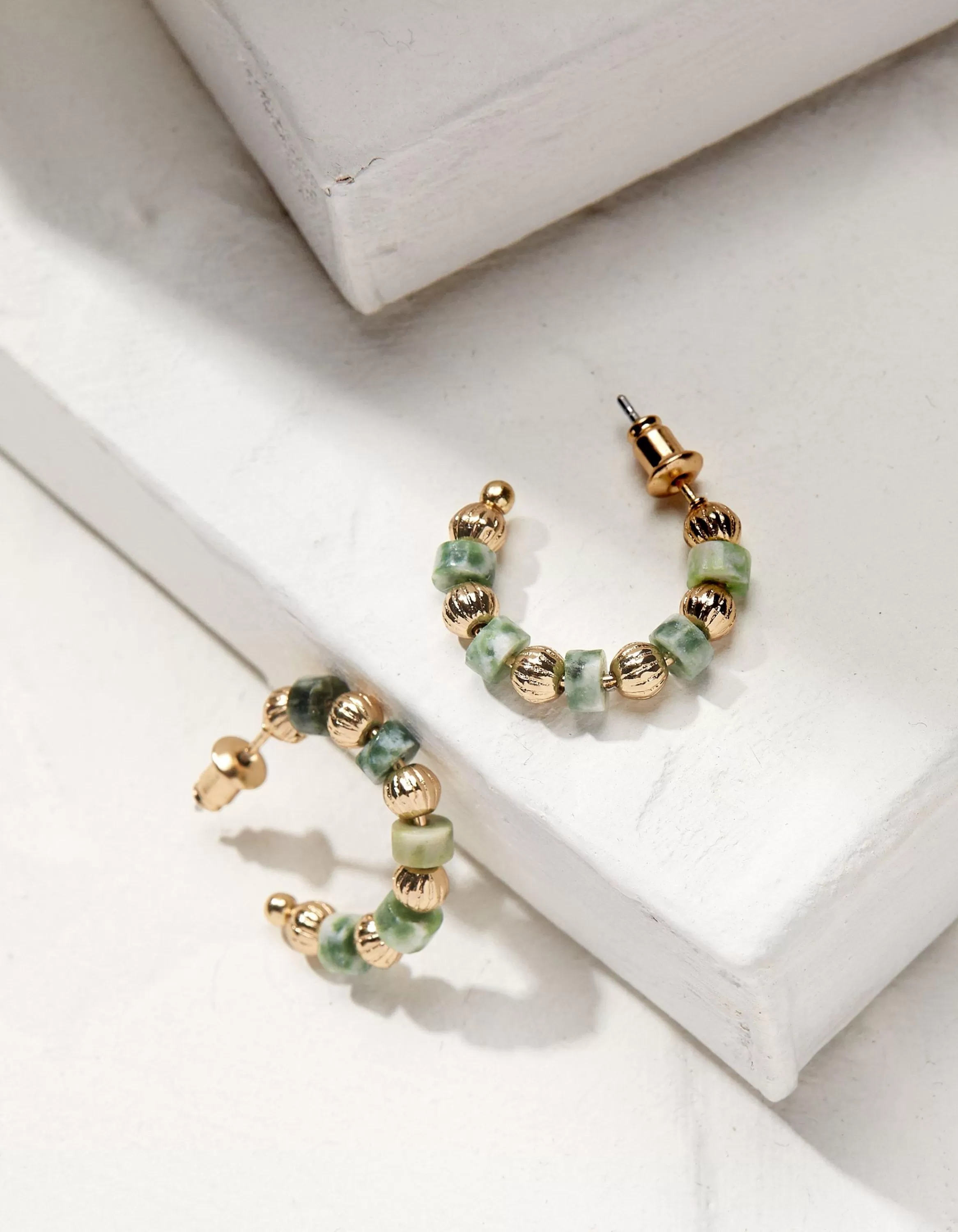 Cheap FatFace Stone Hoop Earrings Green