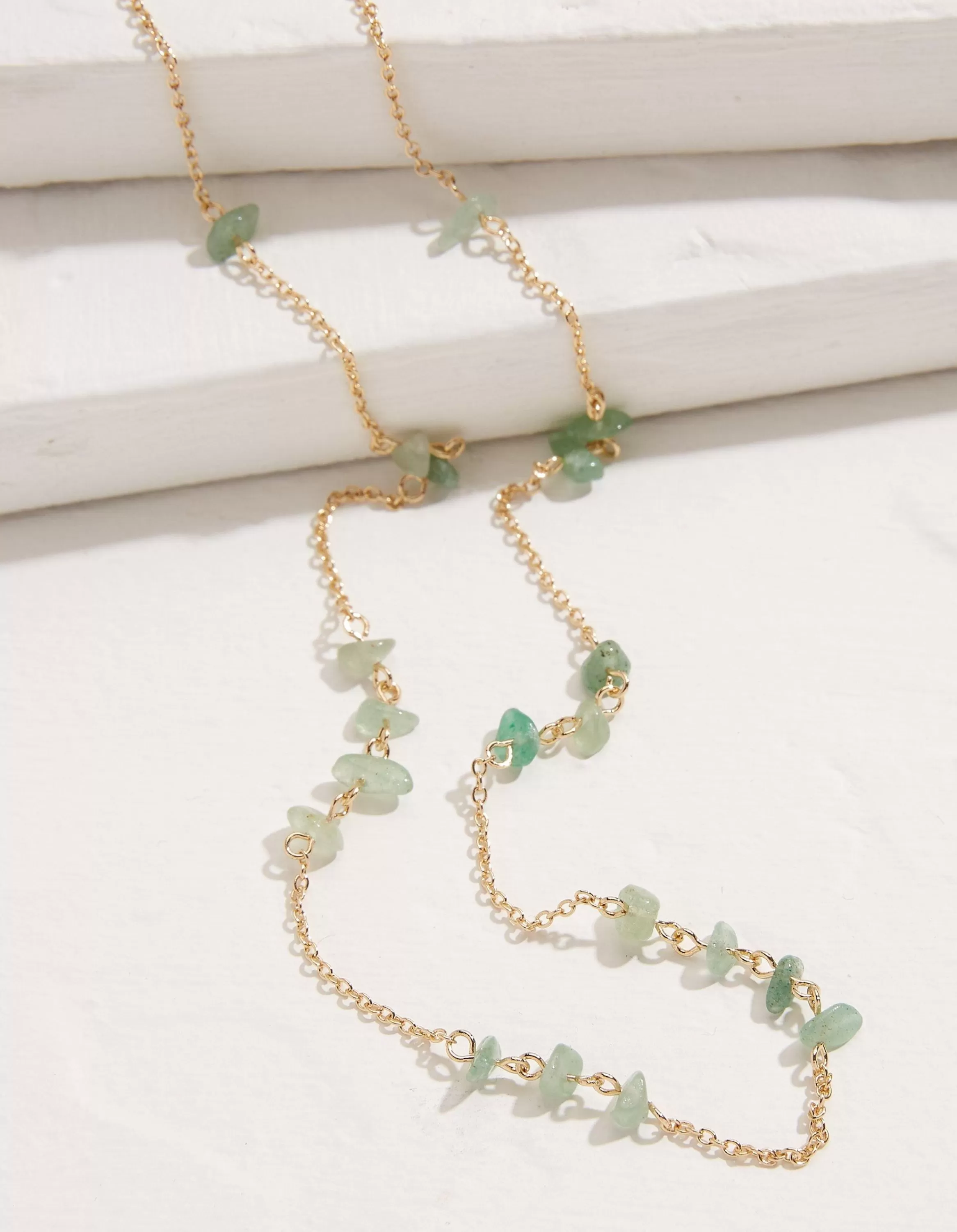 Sale FatFace Stone Long Necklace Green