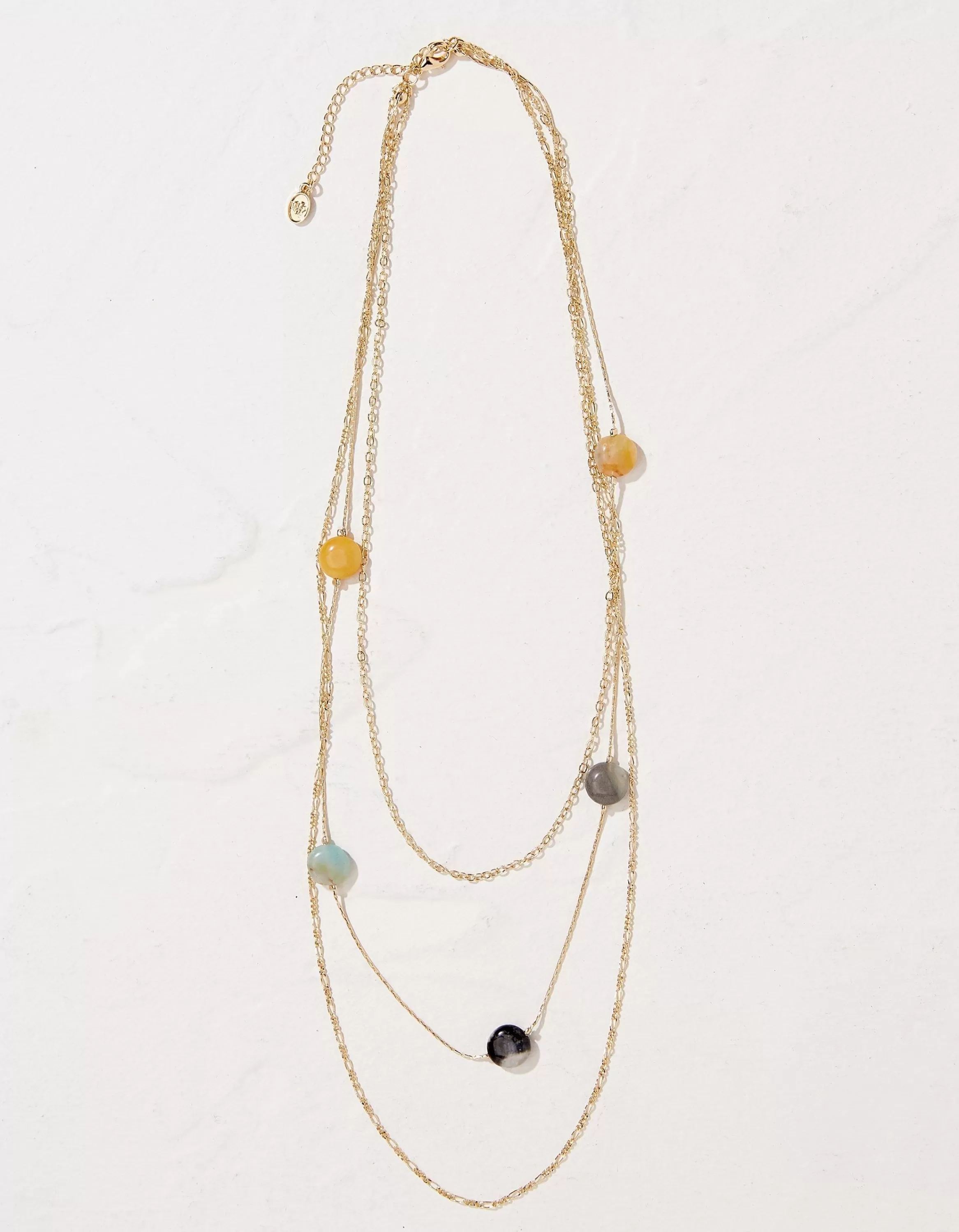 Hot FatFace Stone Stack Necklace Gold