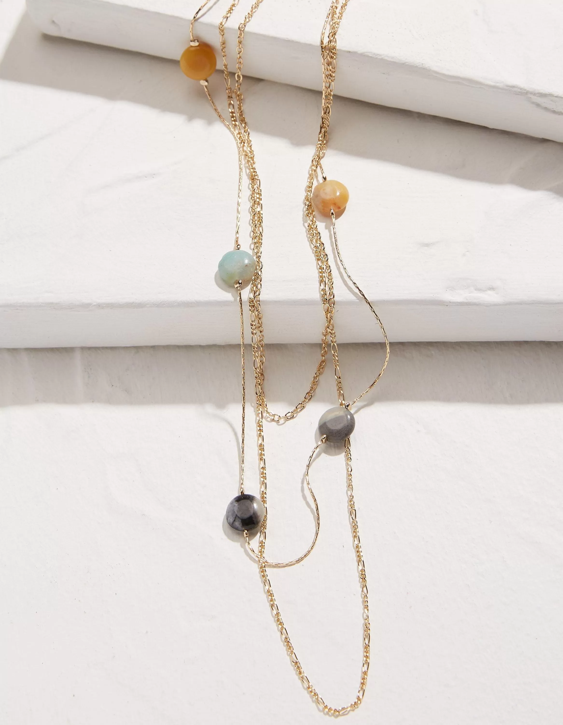 Hot FatFace Stone Stack Necklace Gold