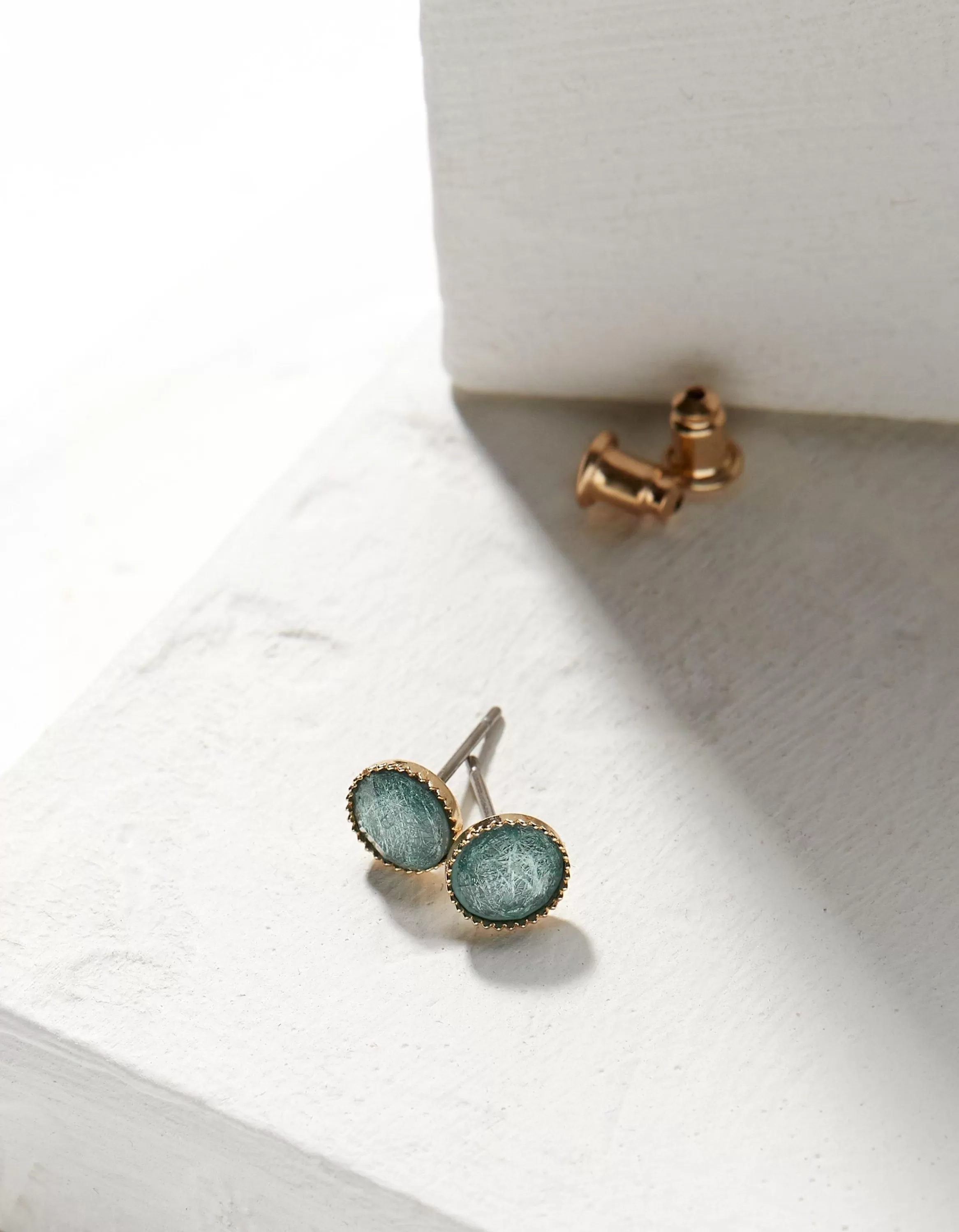 Fashion FatFace Stone Stud Earrings Green