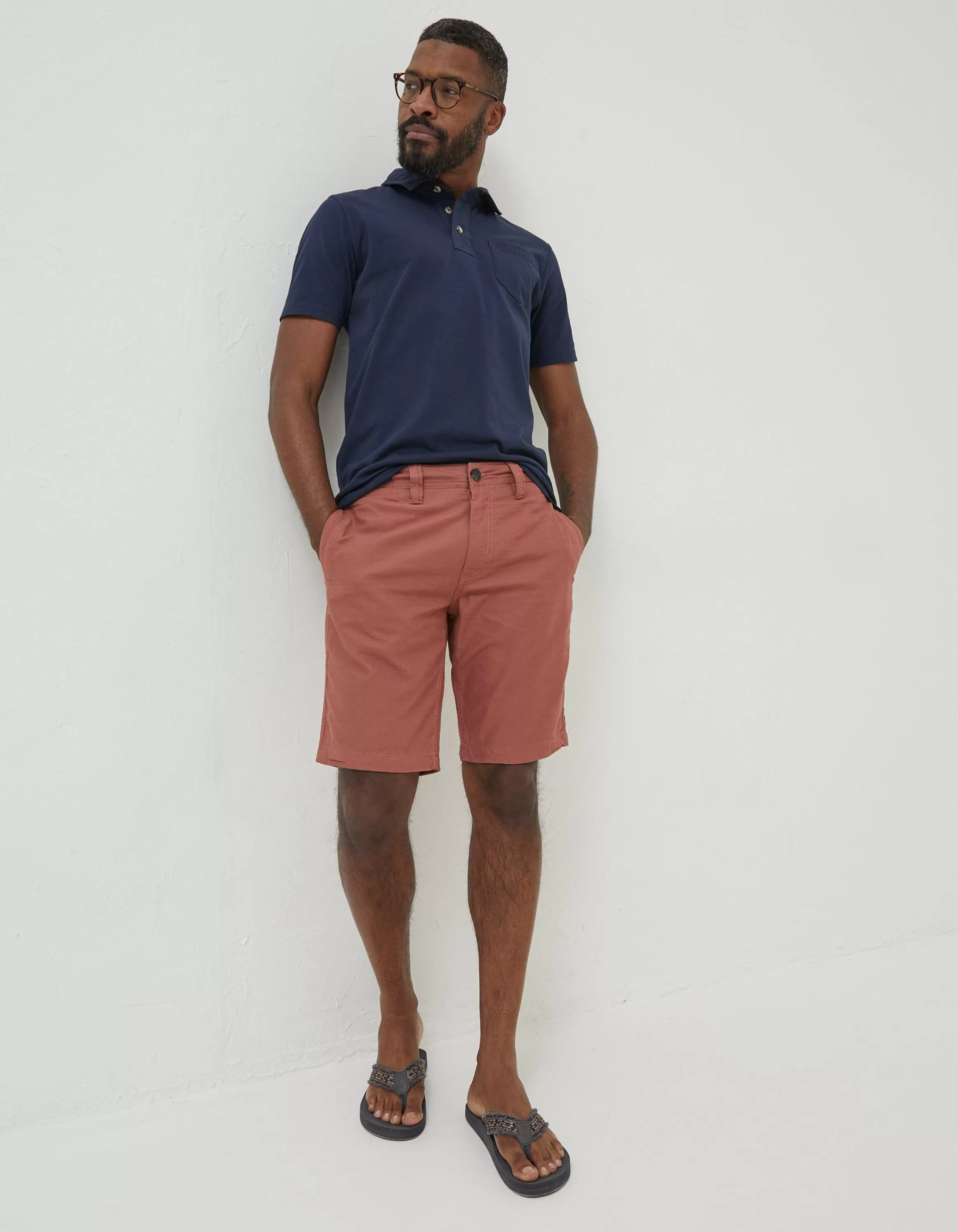 Sale FatFace Stow Flat Front Shorts Washed Orange