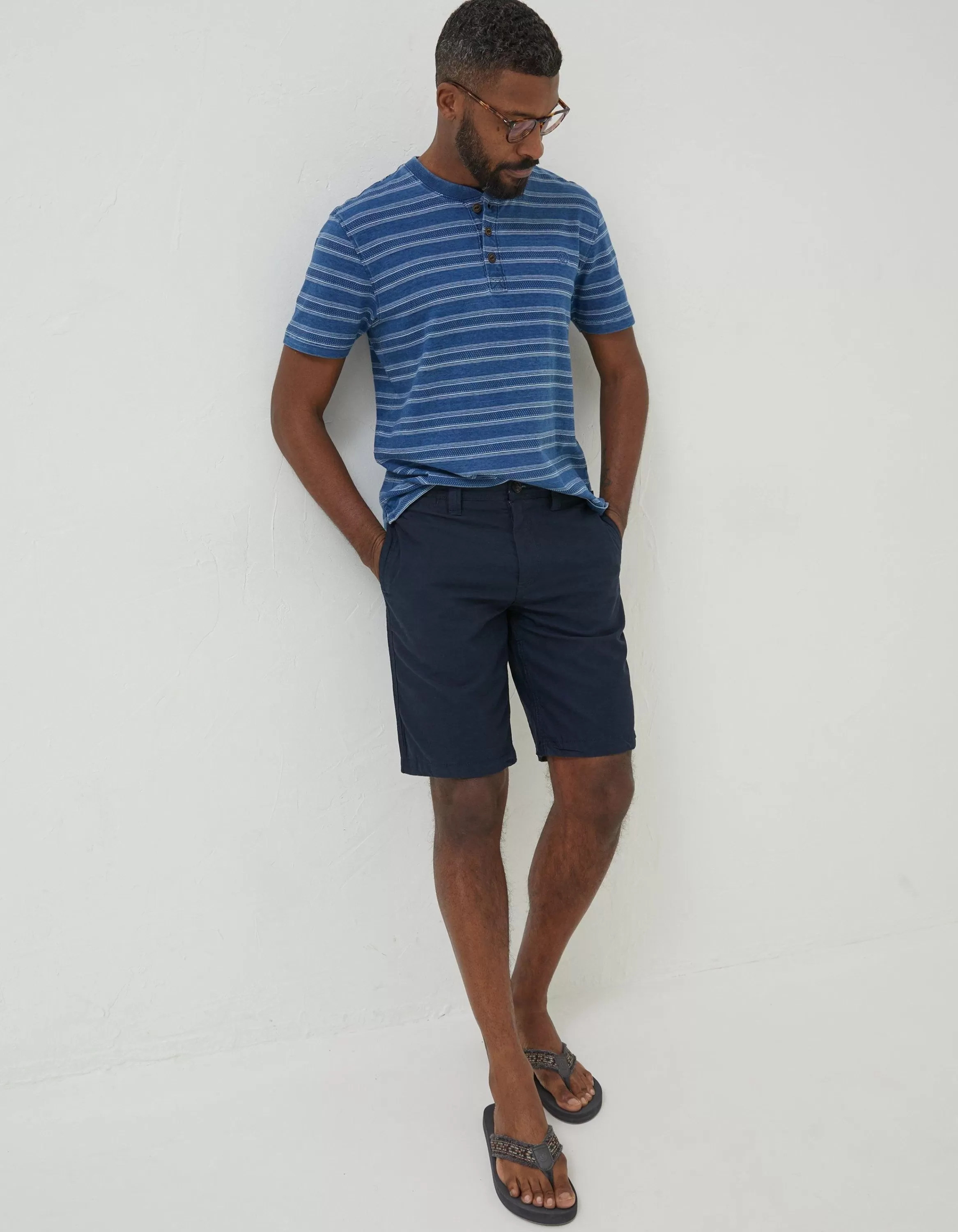 Shop FatFace Stow Flat Front Shorts Navy