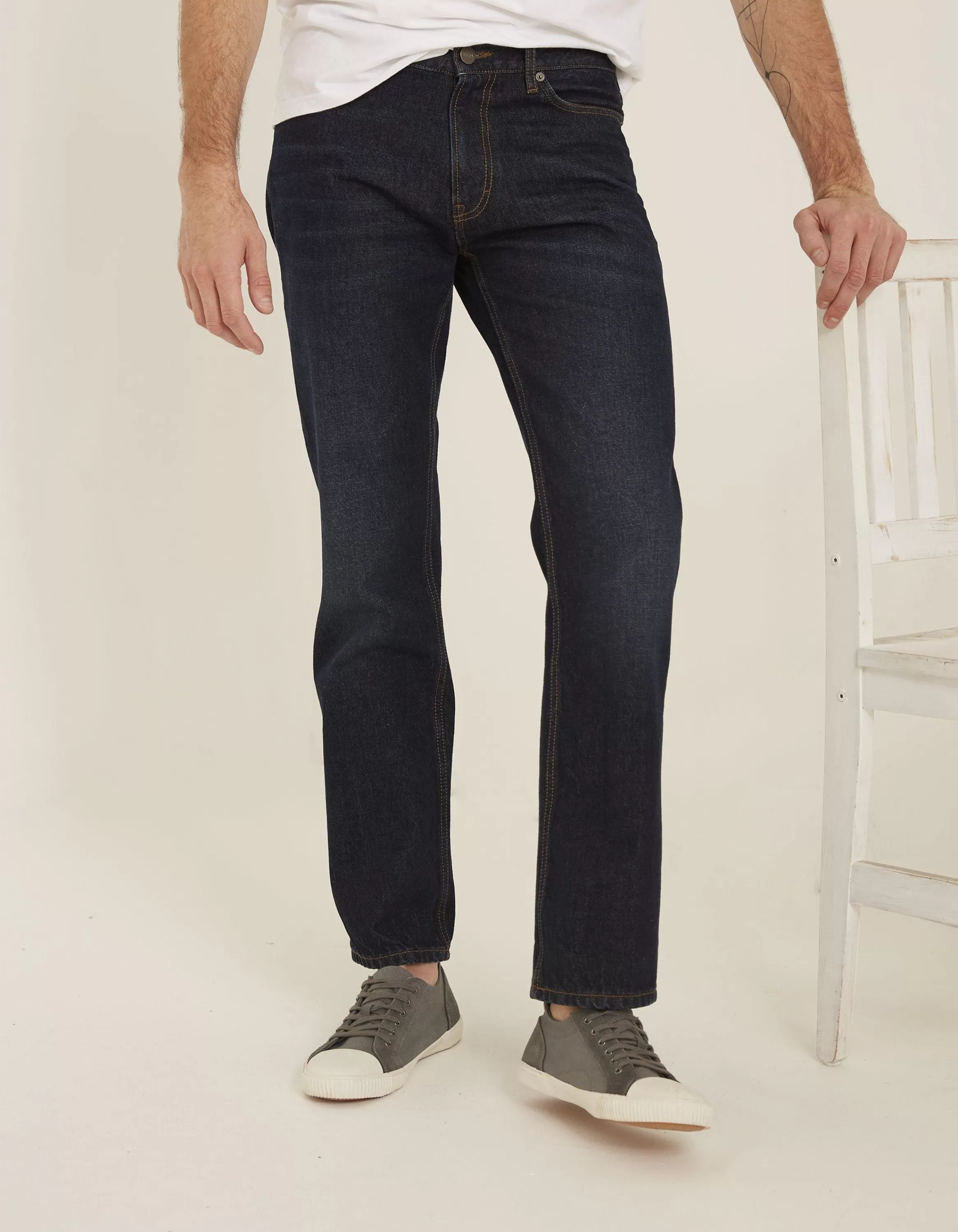 Best Sale FatFace Straight Dark Vintage Wash Jeans Denim