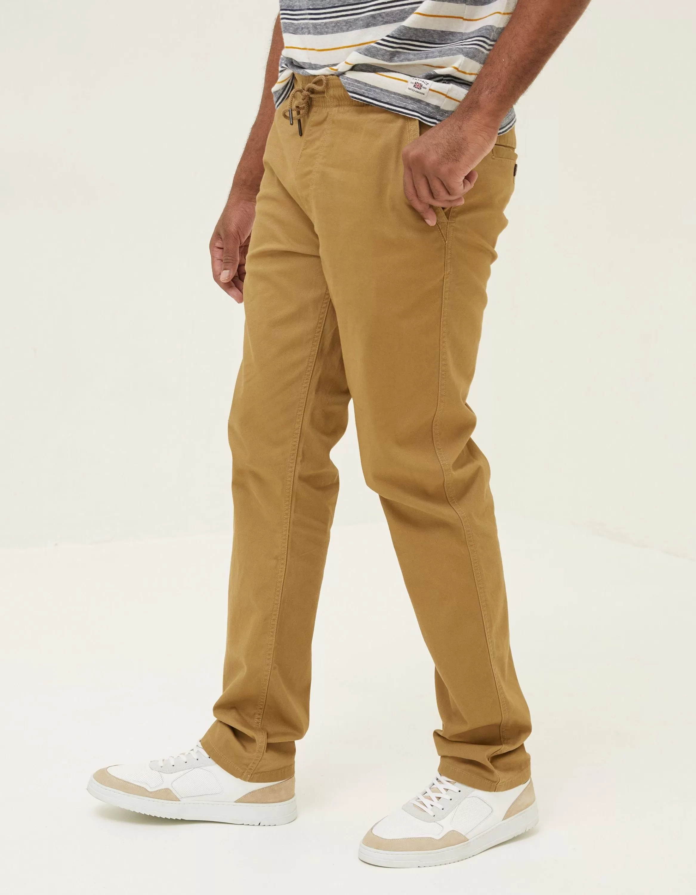 New FatFace Straight Pull On Trousers Natural