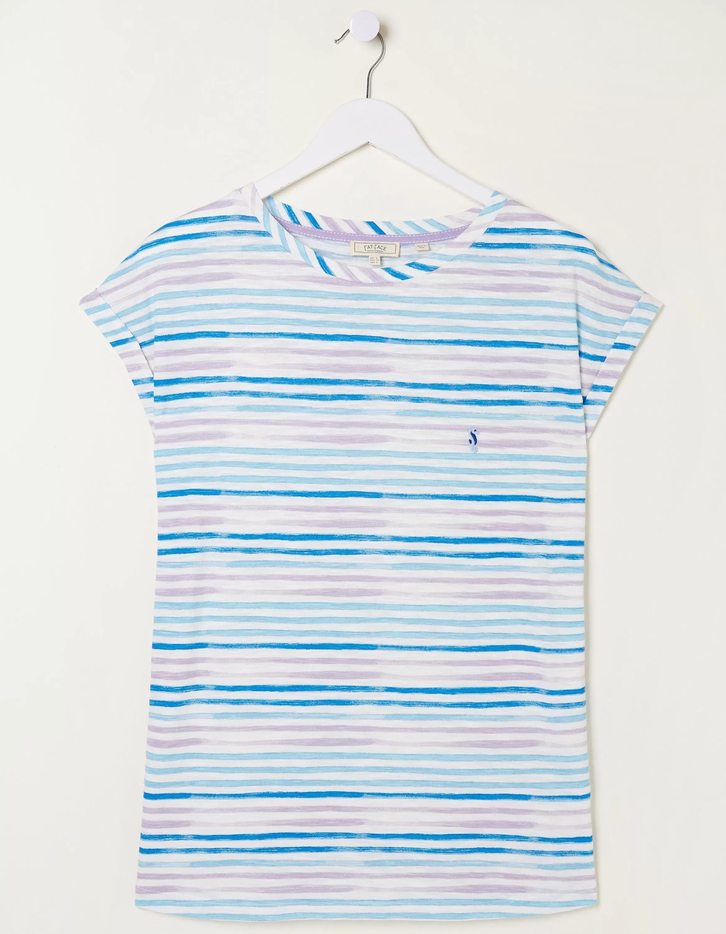 Outlet FatFace Stripe Graphic T-Shirt Multi Colour