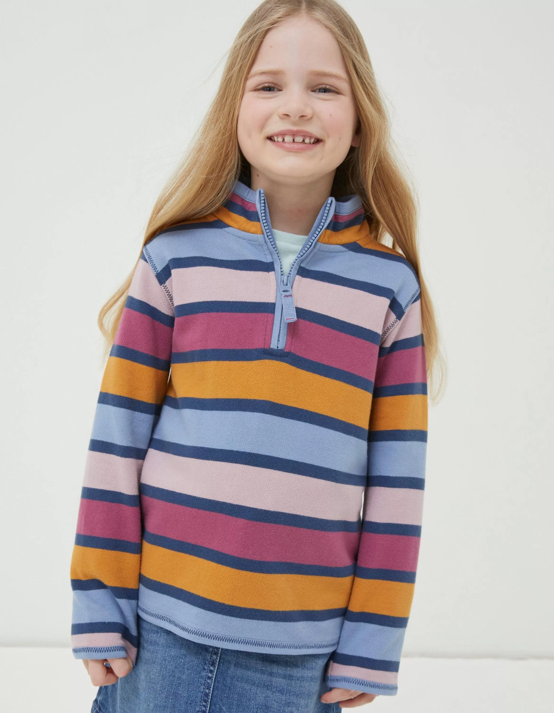 Cheap FatFace Stripe Half Neck Sweatshirt Multi