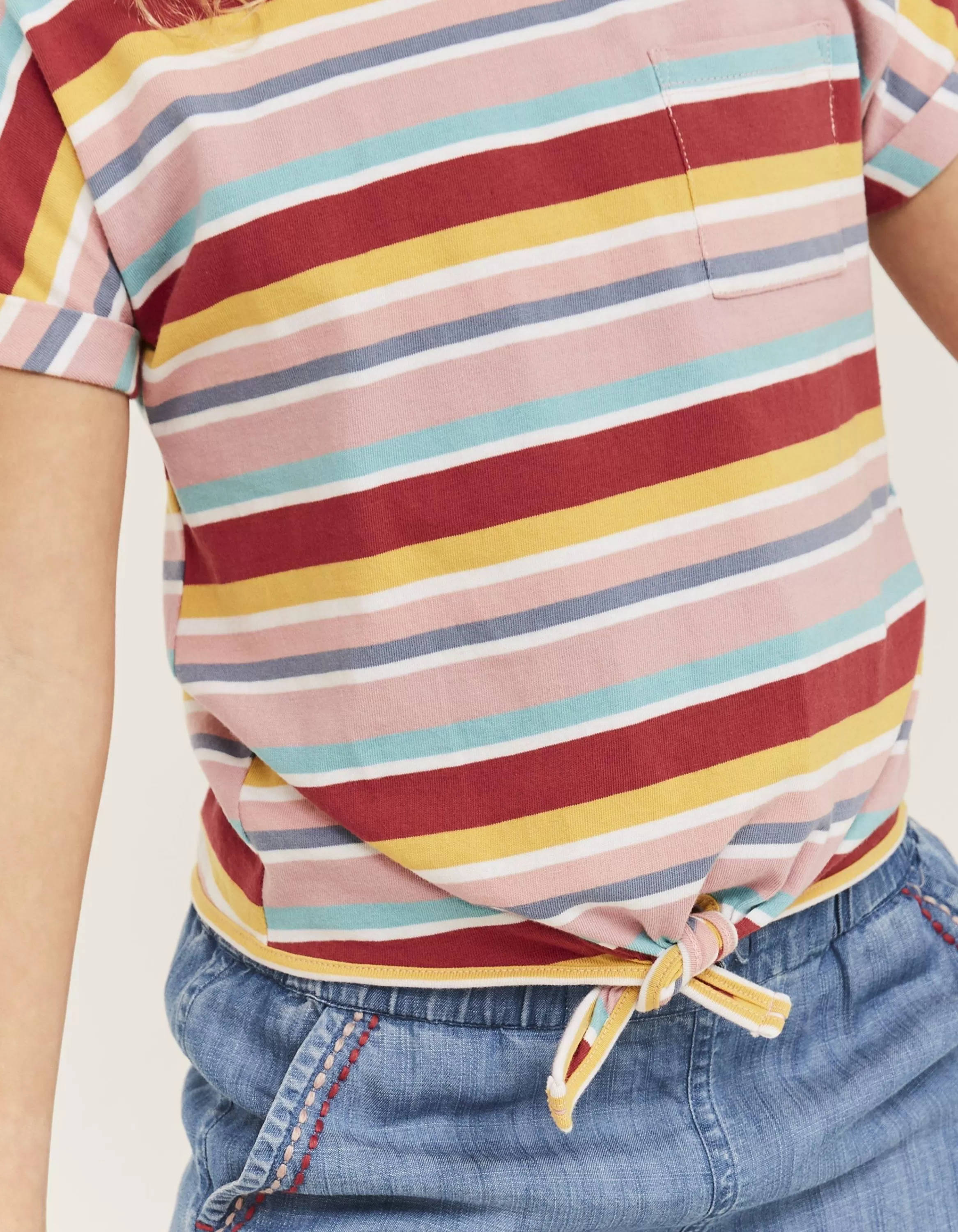 Fashion FatFace Stripe Knot Front T-Shirt Multi