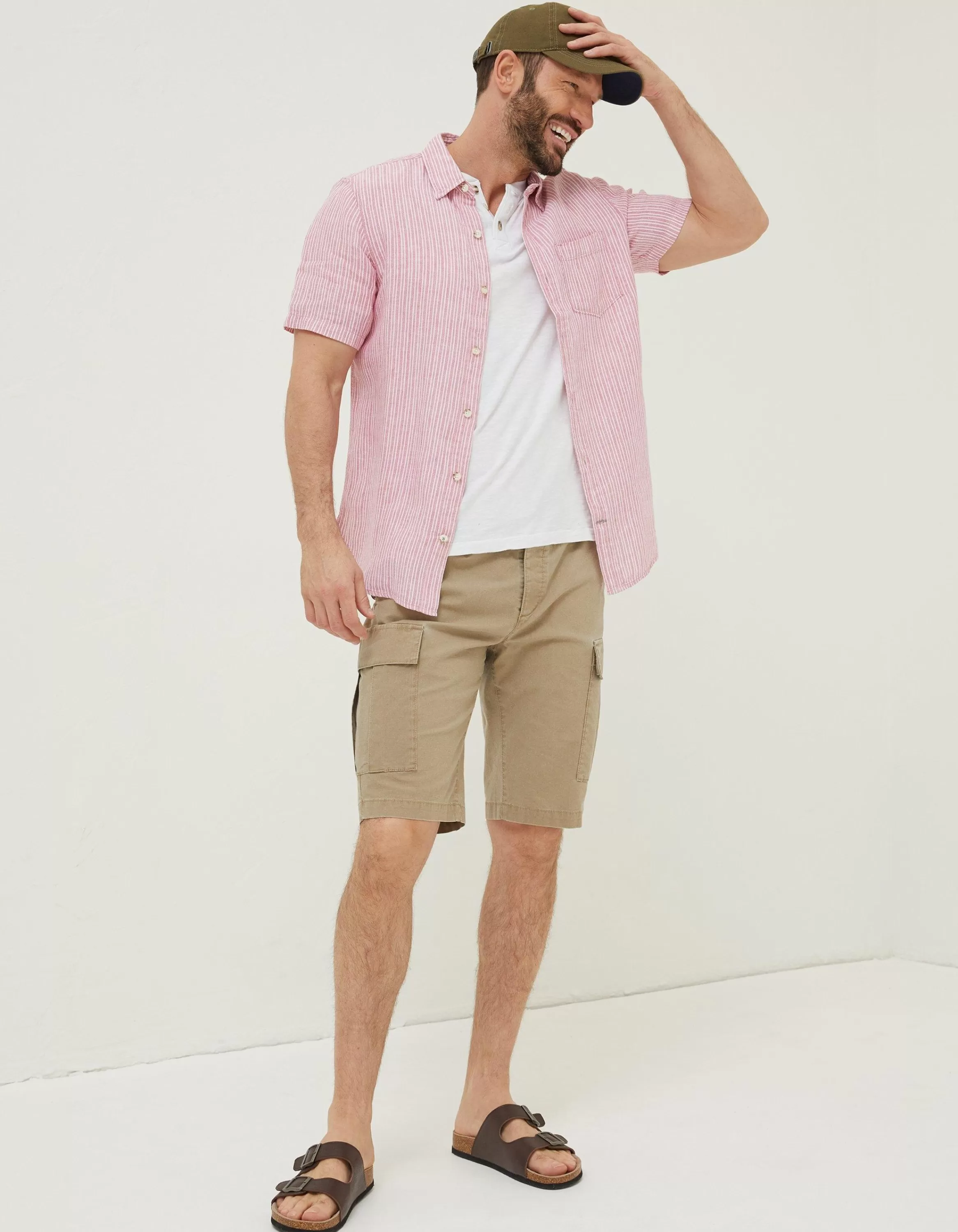 Outlet FatFace Stripe Linen Shirt Pink