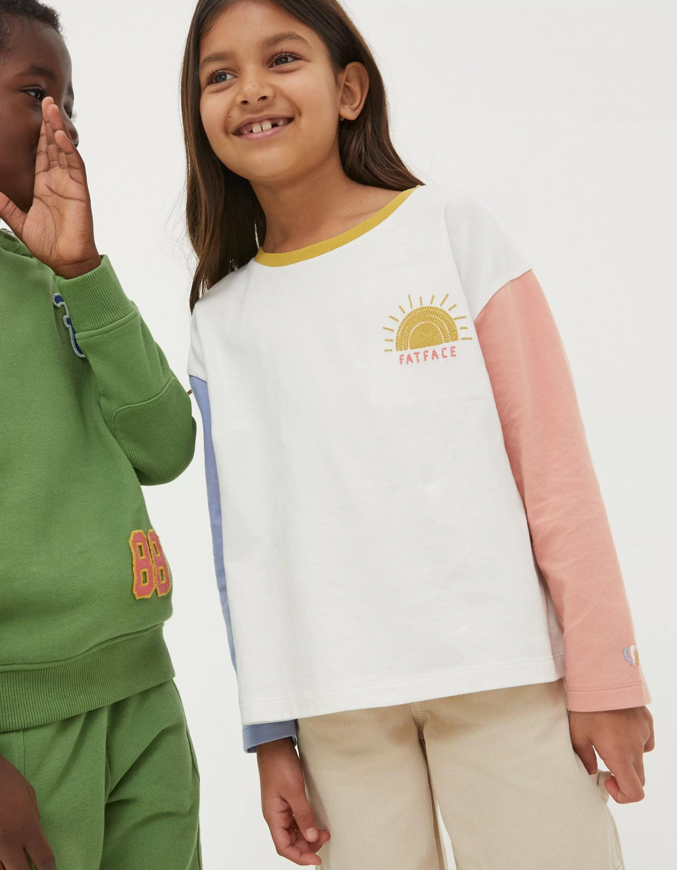 Outlet FatFace Sun Embroidered Long Sleeve T-Shirt Natural White