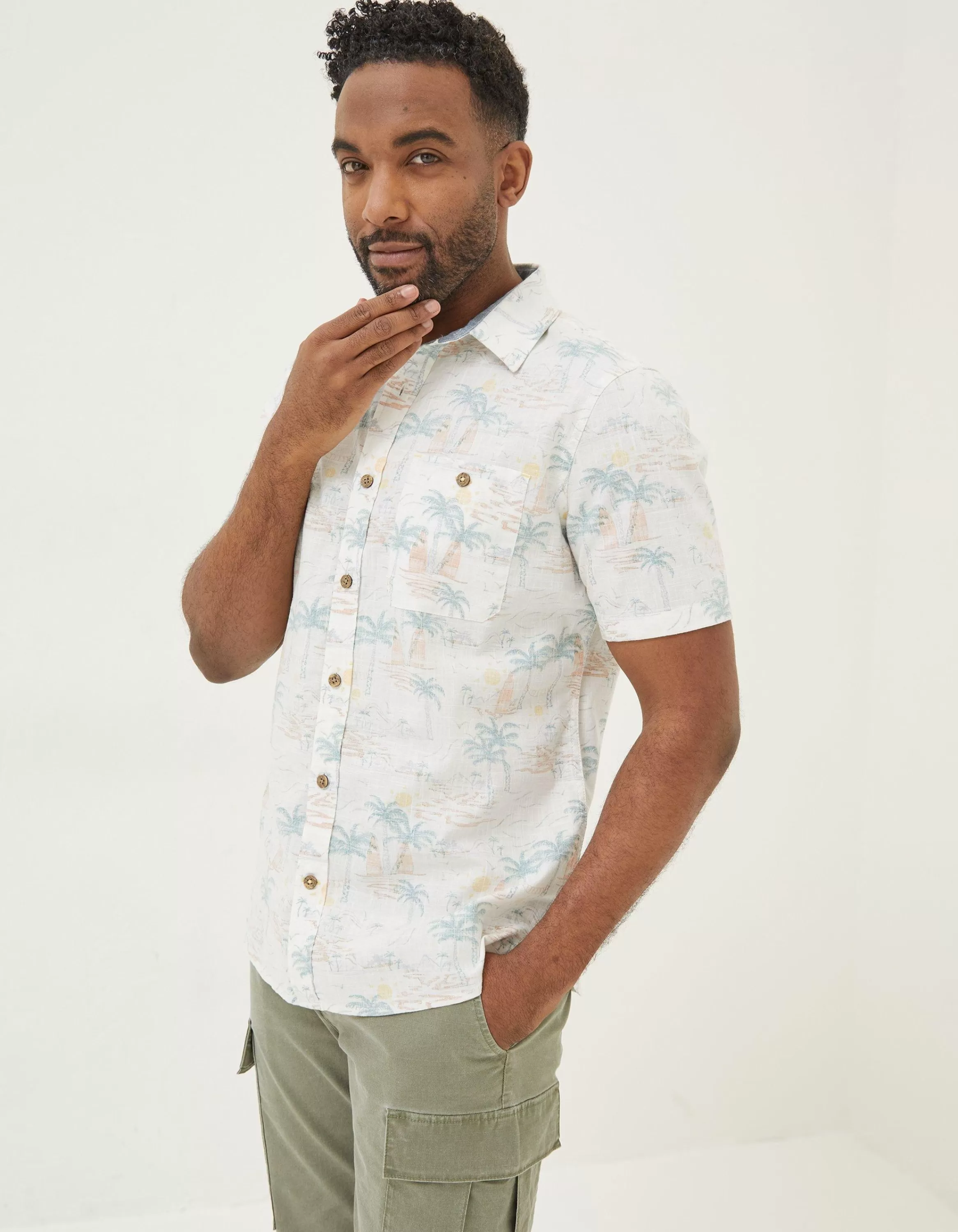 Flash Sale FatFace Surf Print Shirt White