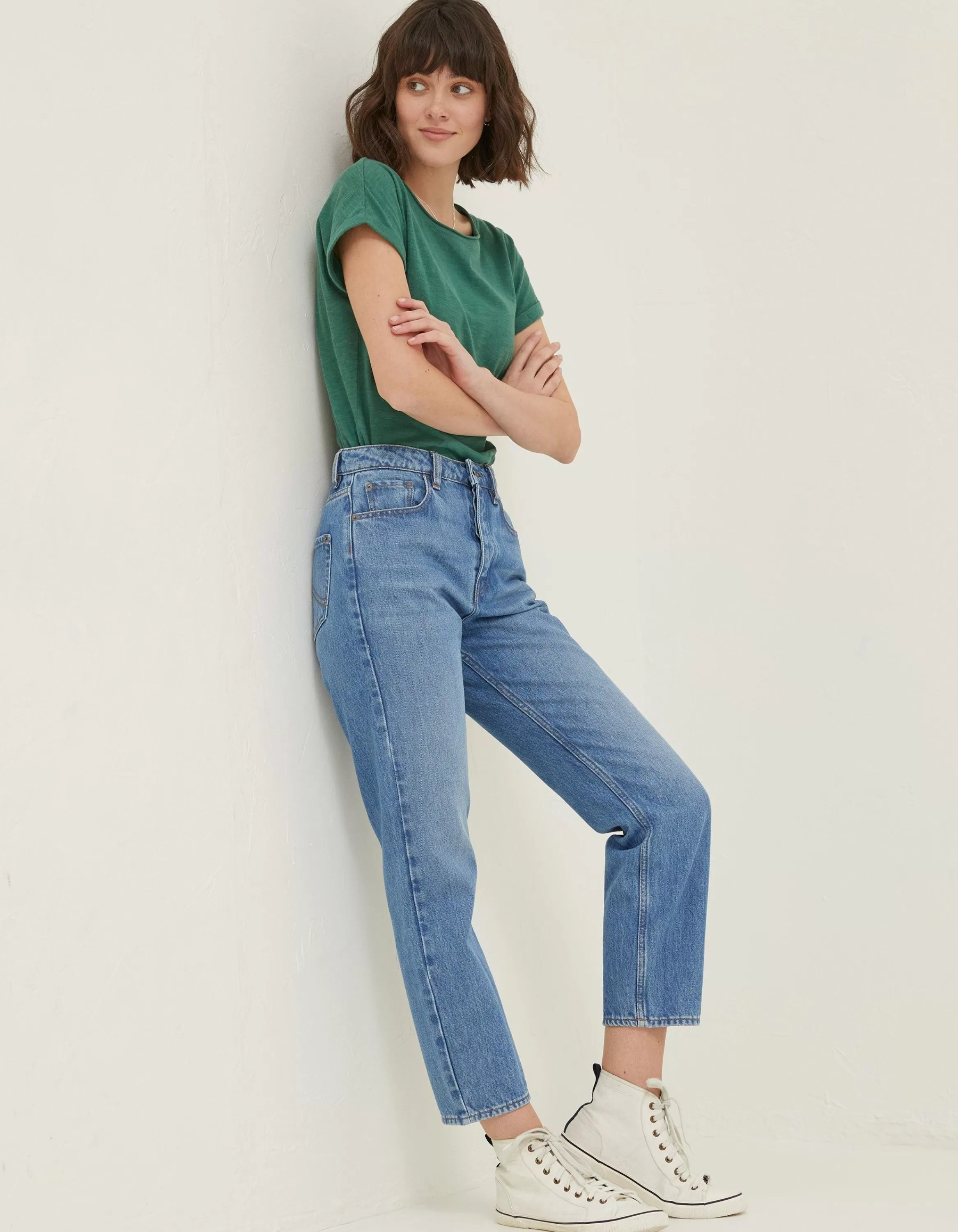 Best FatFace Sutton Straight Cropped Jeans Mid Blue