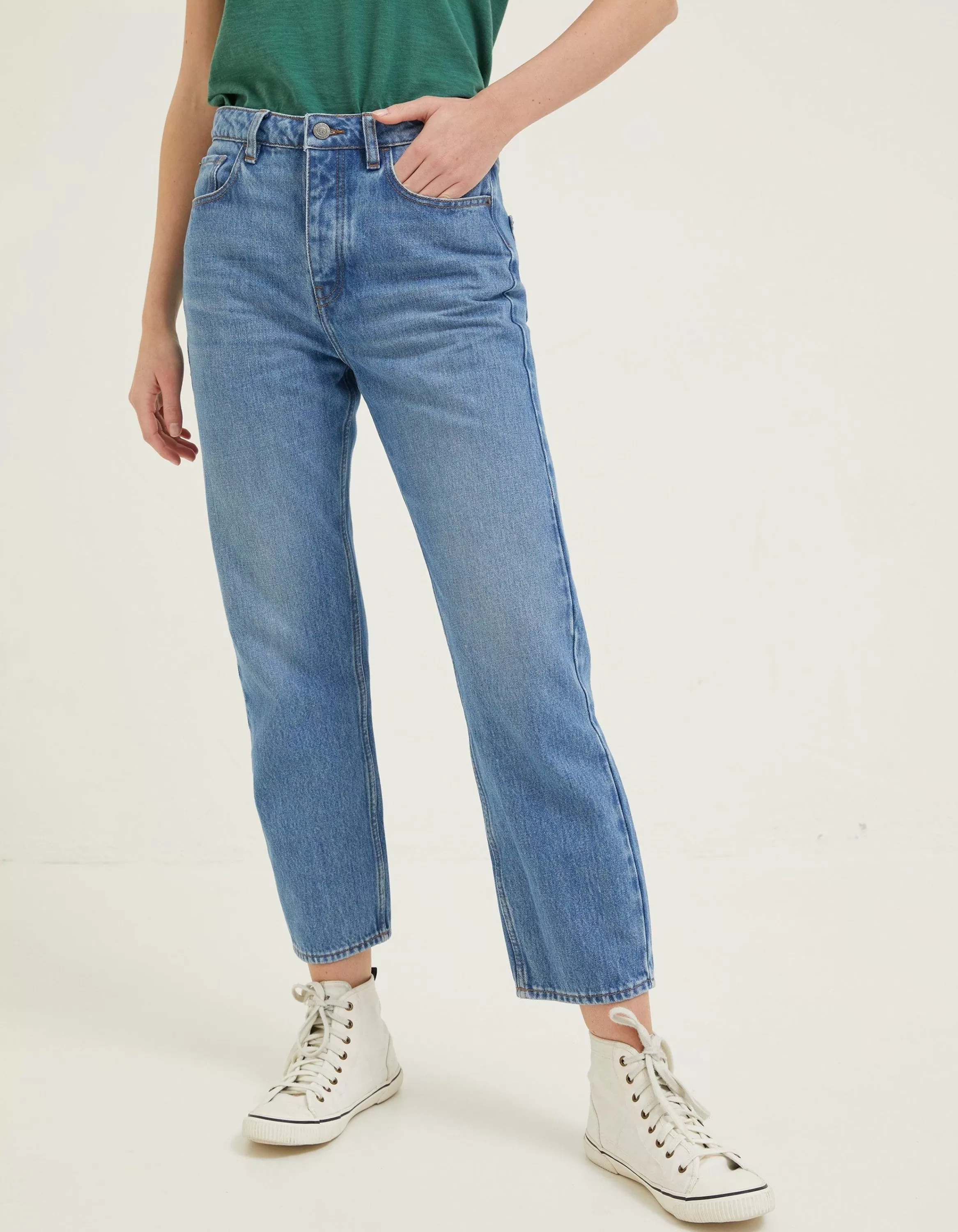 Best FatFace Sutton Straight Cropped Jeans Mid Blue