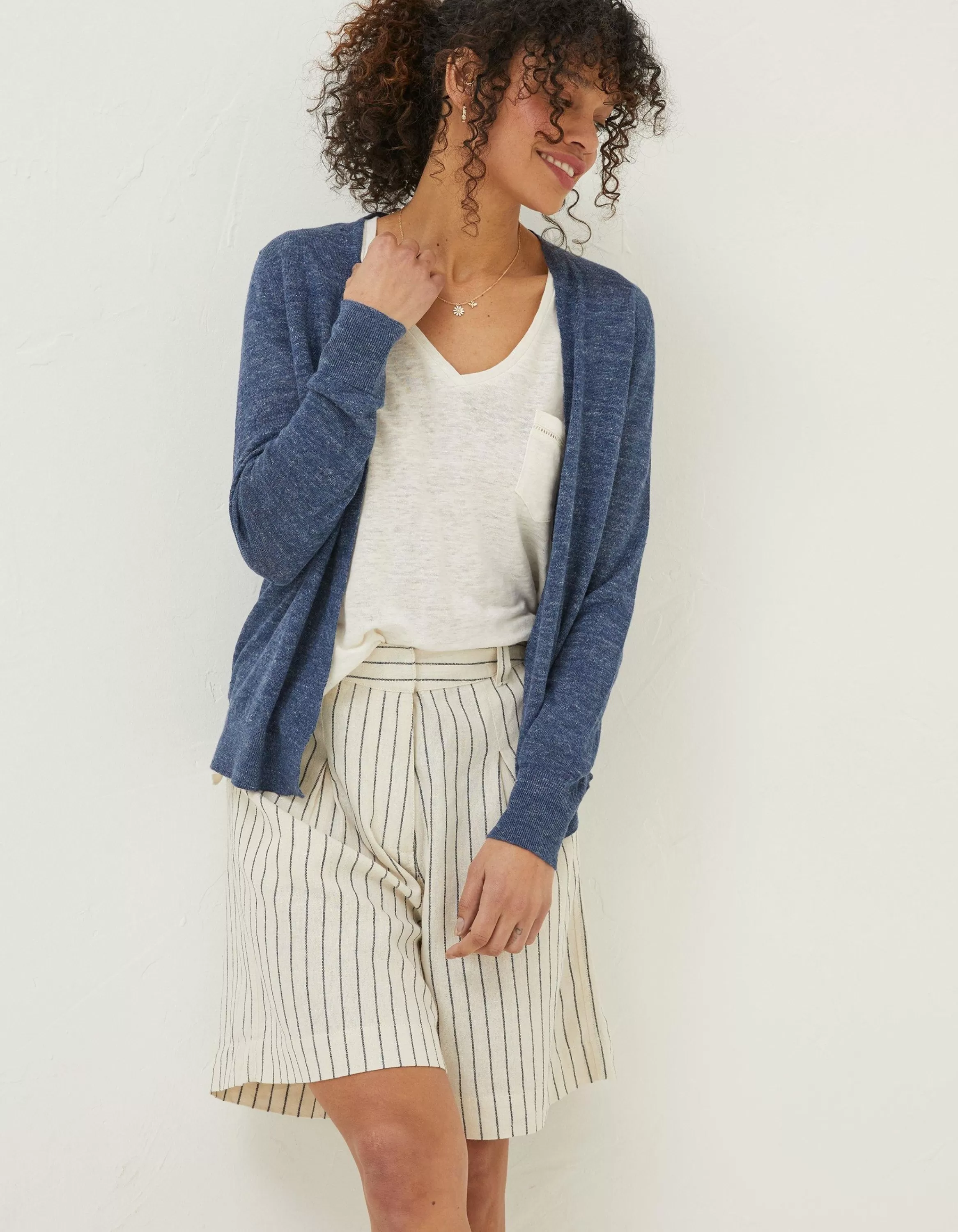 Shop FatFace Suzannah Linen Cardigan Navy