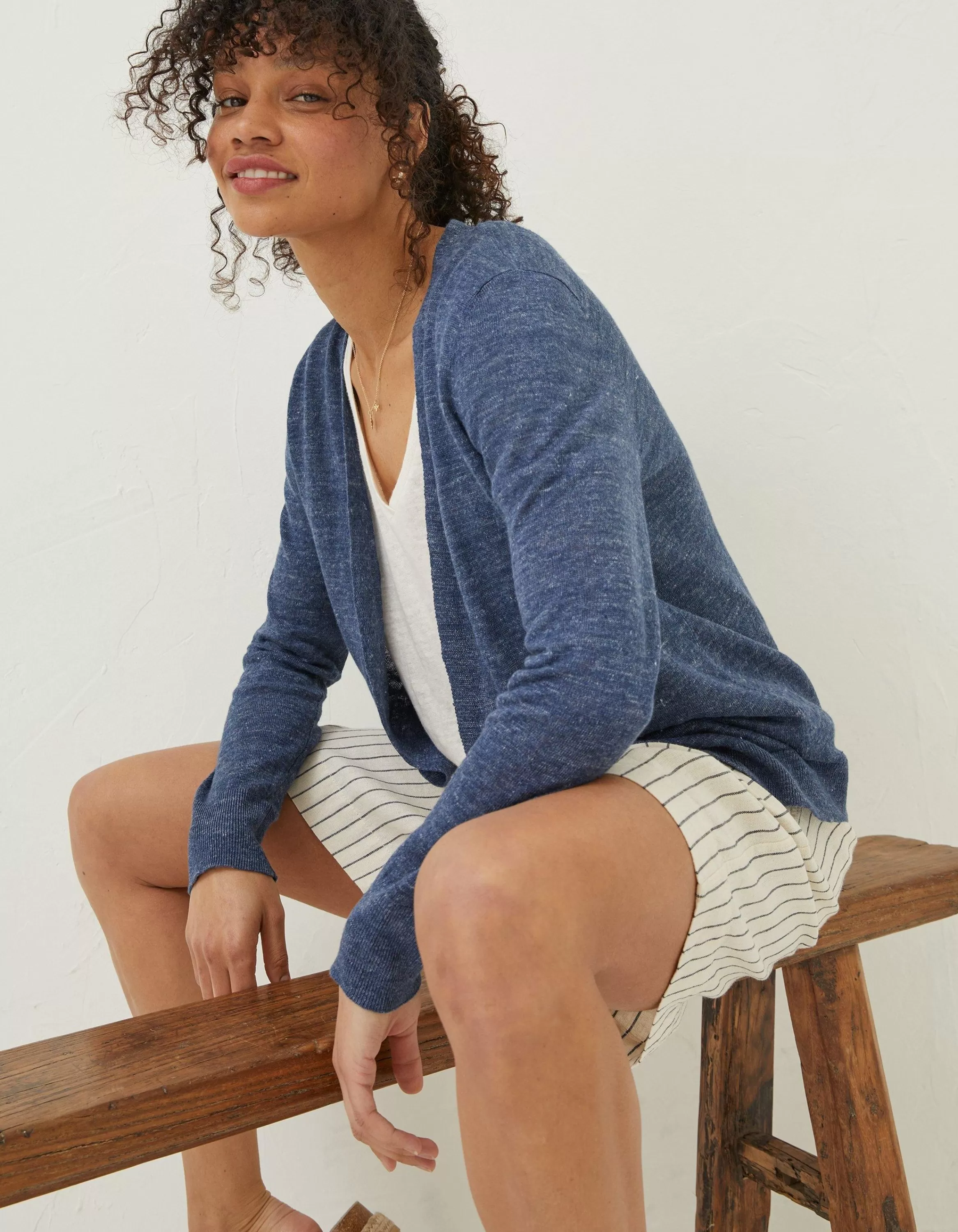 Shop FatFace Suzannah Linen Cardigan Navy