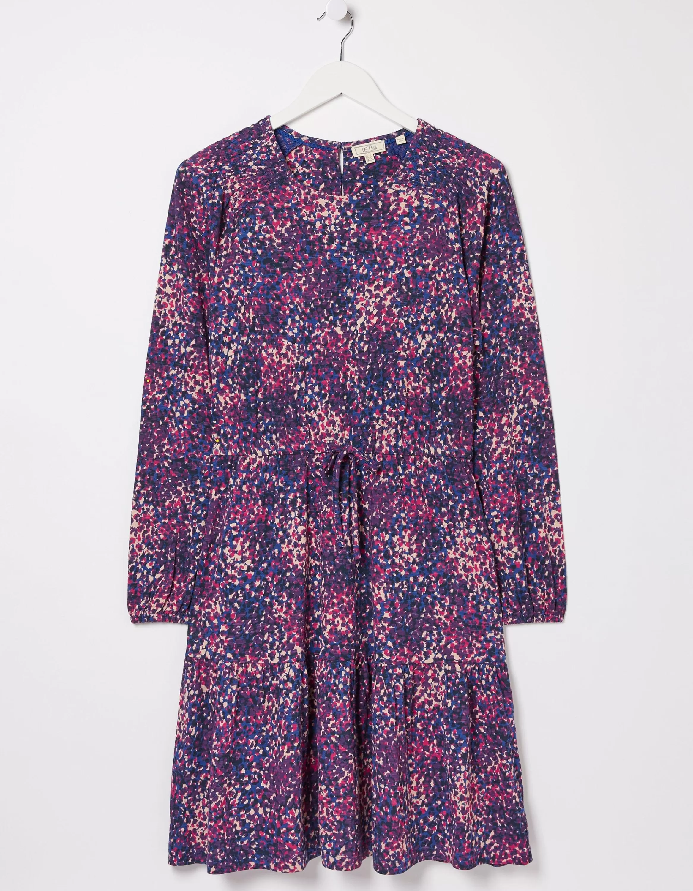 Sale FatFace Tara Layered Spot Jersey Dress Navy