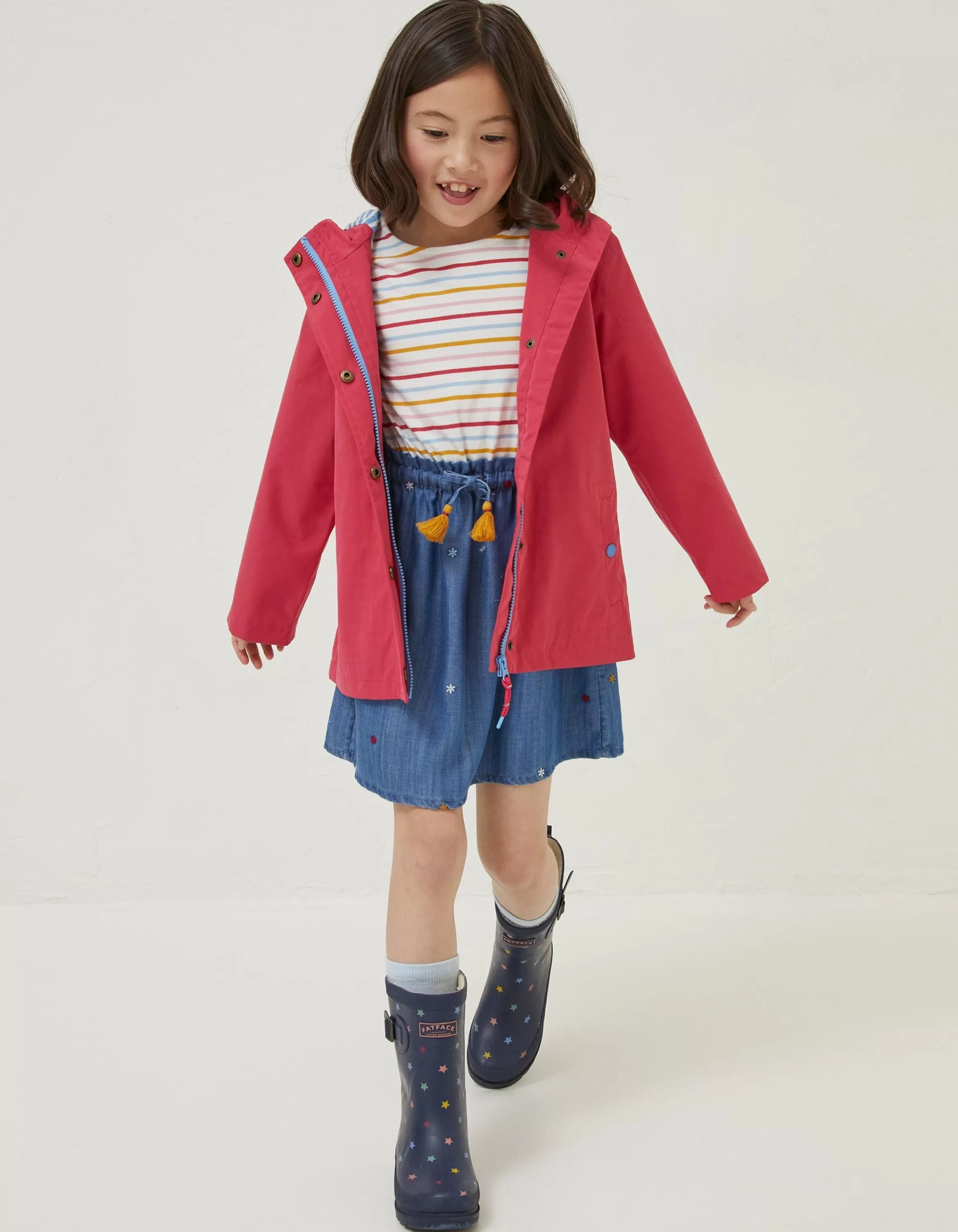 Online FatFace Tate Waterproof Coat Dark Pink