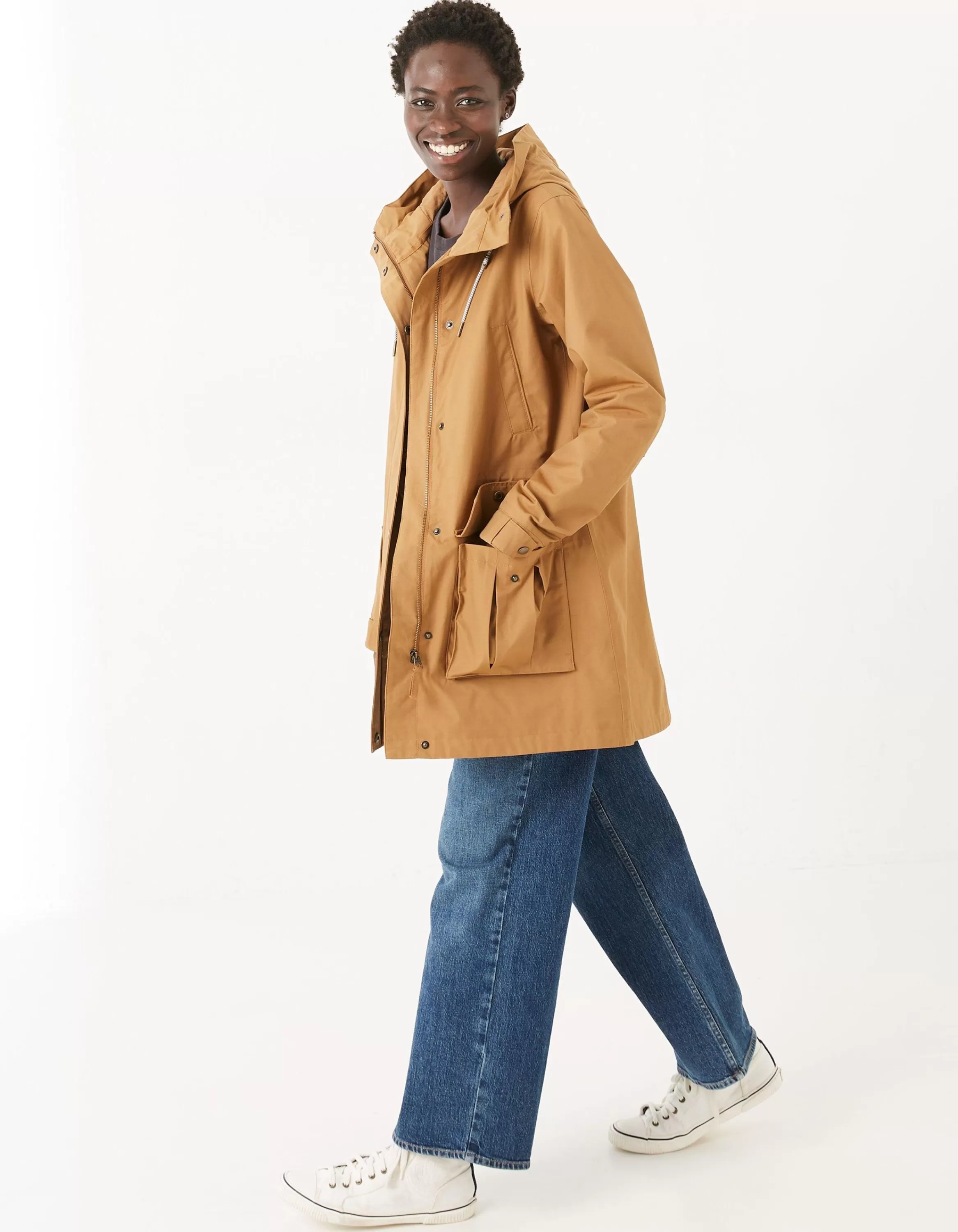 Hot FatFace Taylor Waterproof Jacket Tan Yellow