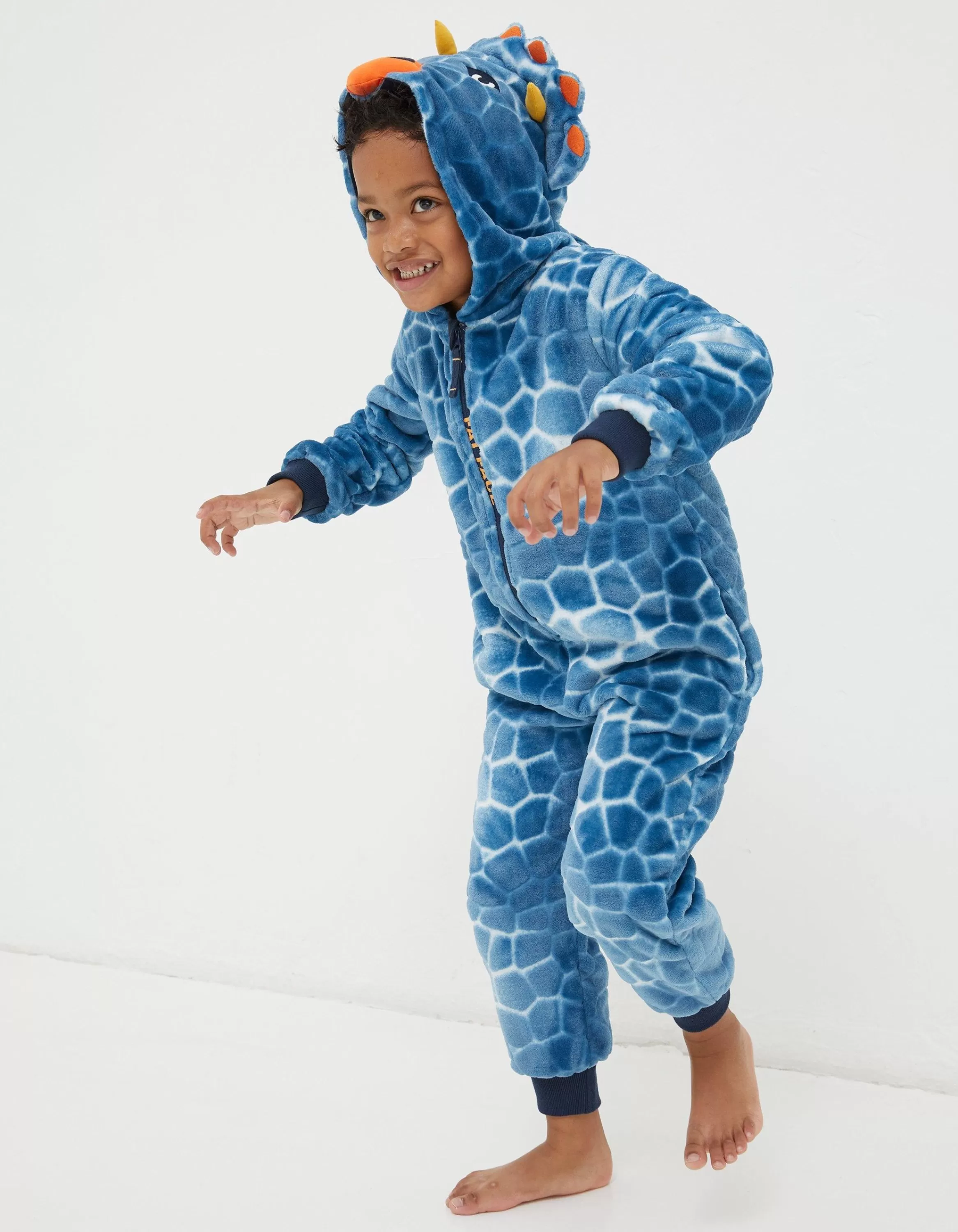 Hot FatFace Terry Dinosaur Onesie Blue