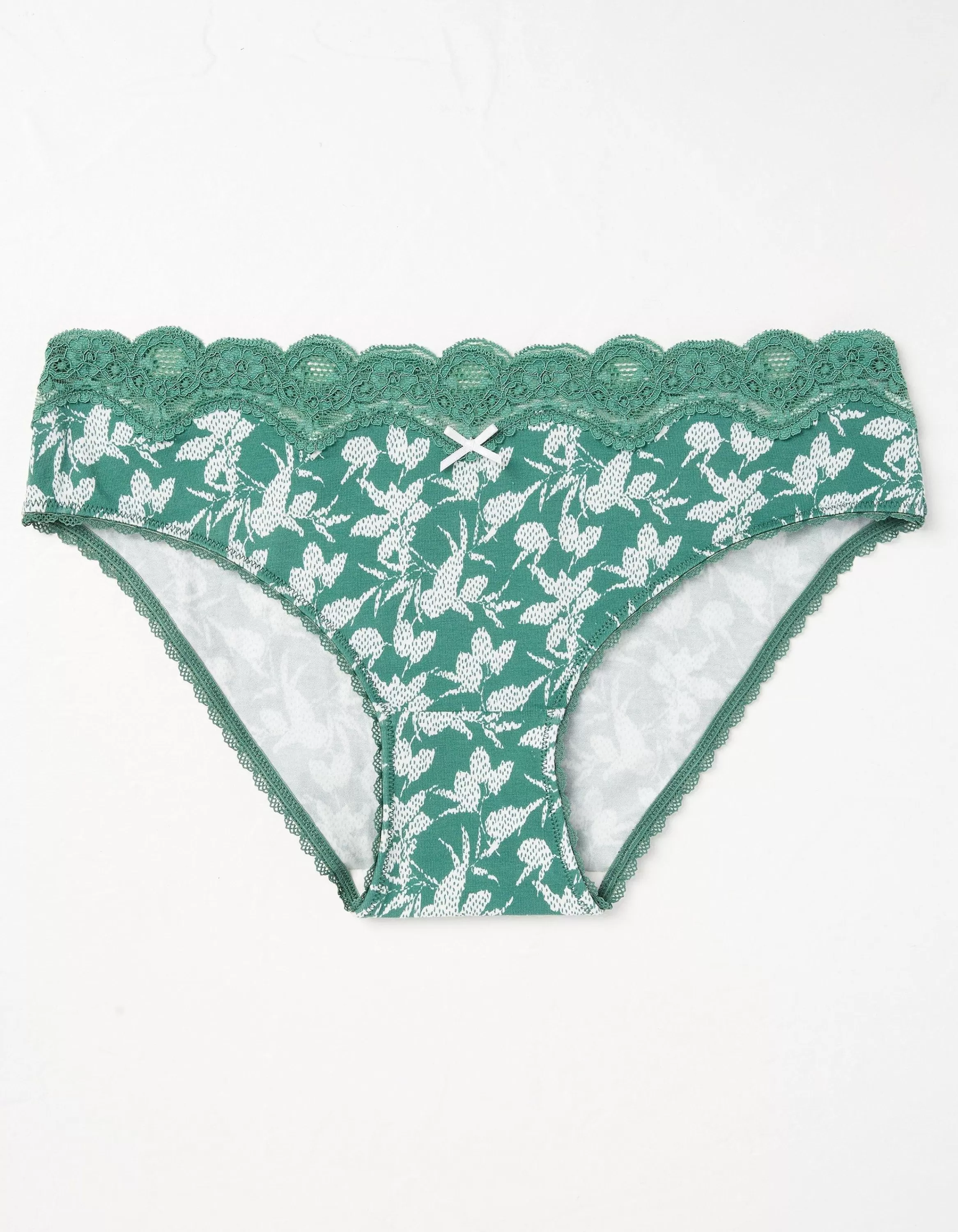 Discount FatFace Textured Leaves Mini Knickers Dark Green