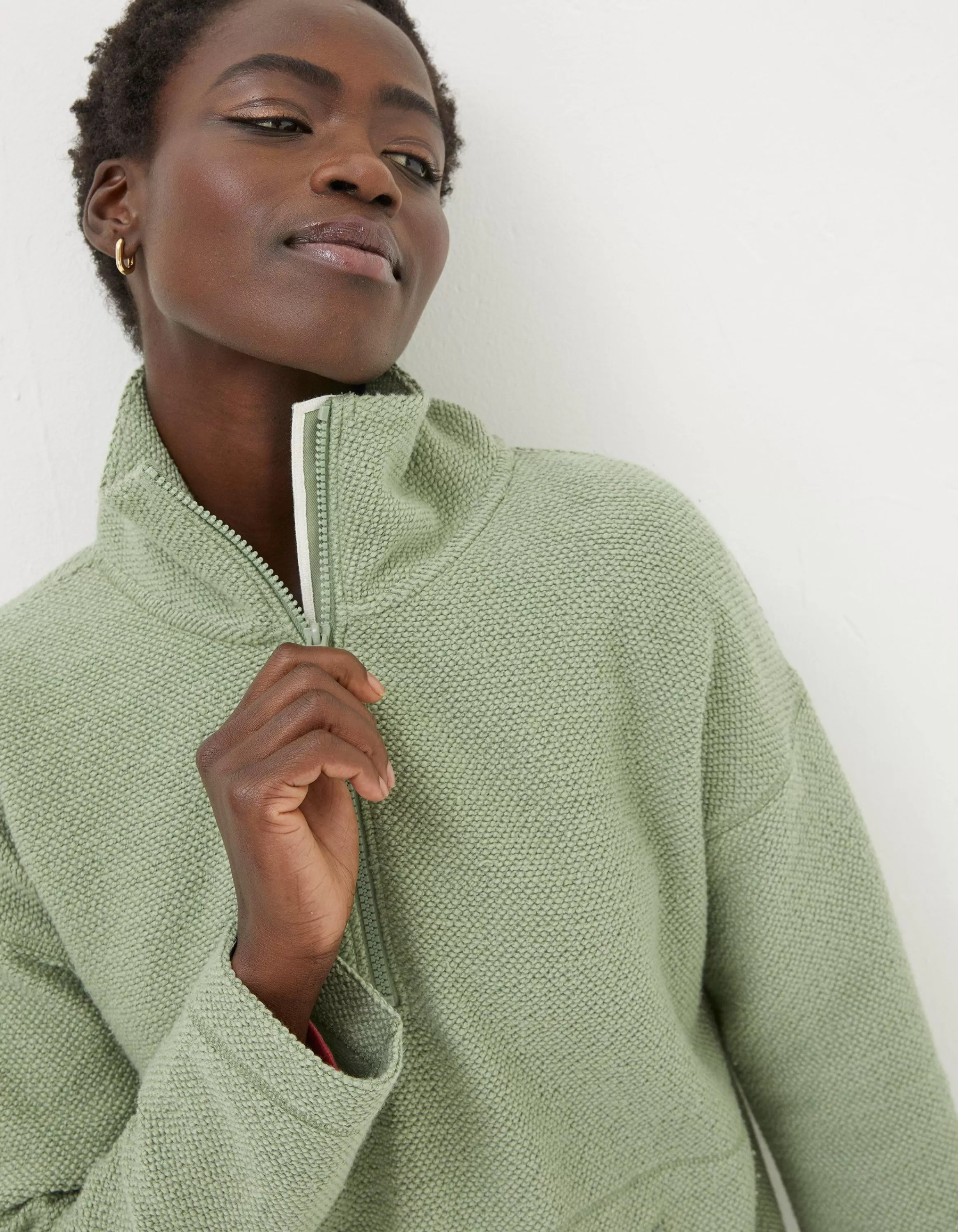 Online FatFace Thea Half Neck Sweatshirt Sage Green