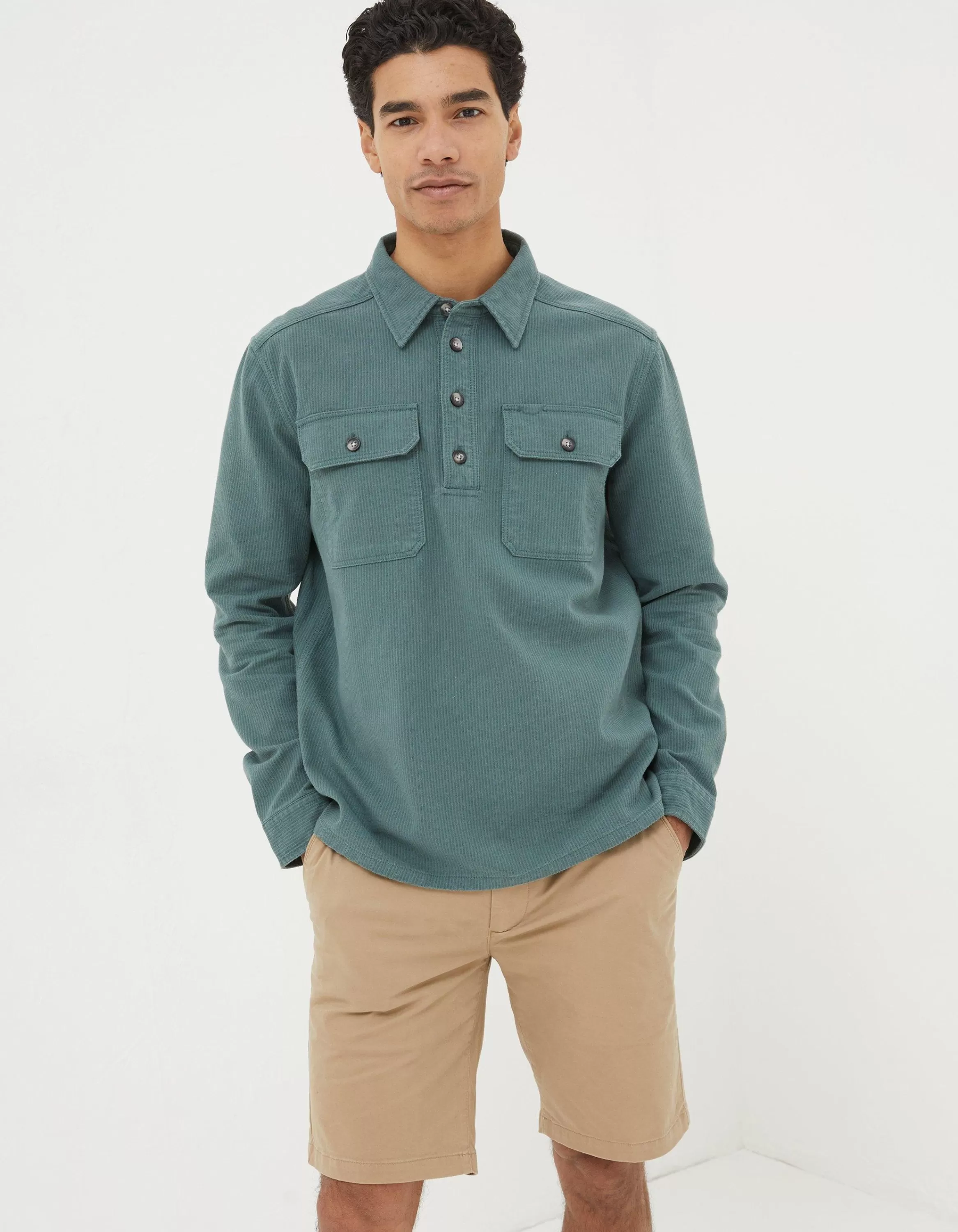 Cheap FatFace Thompson Smock Overshirt Green