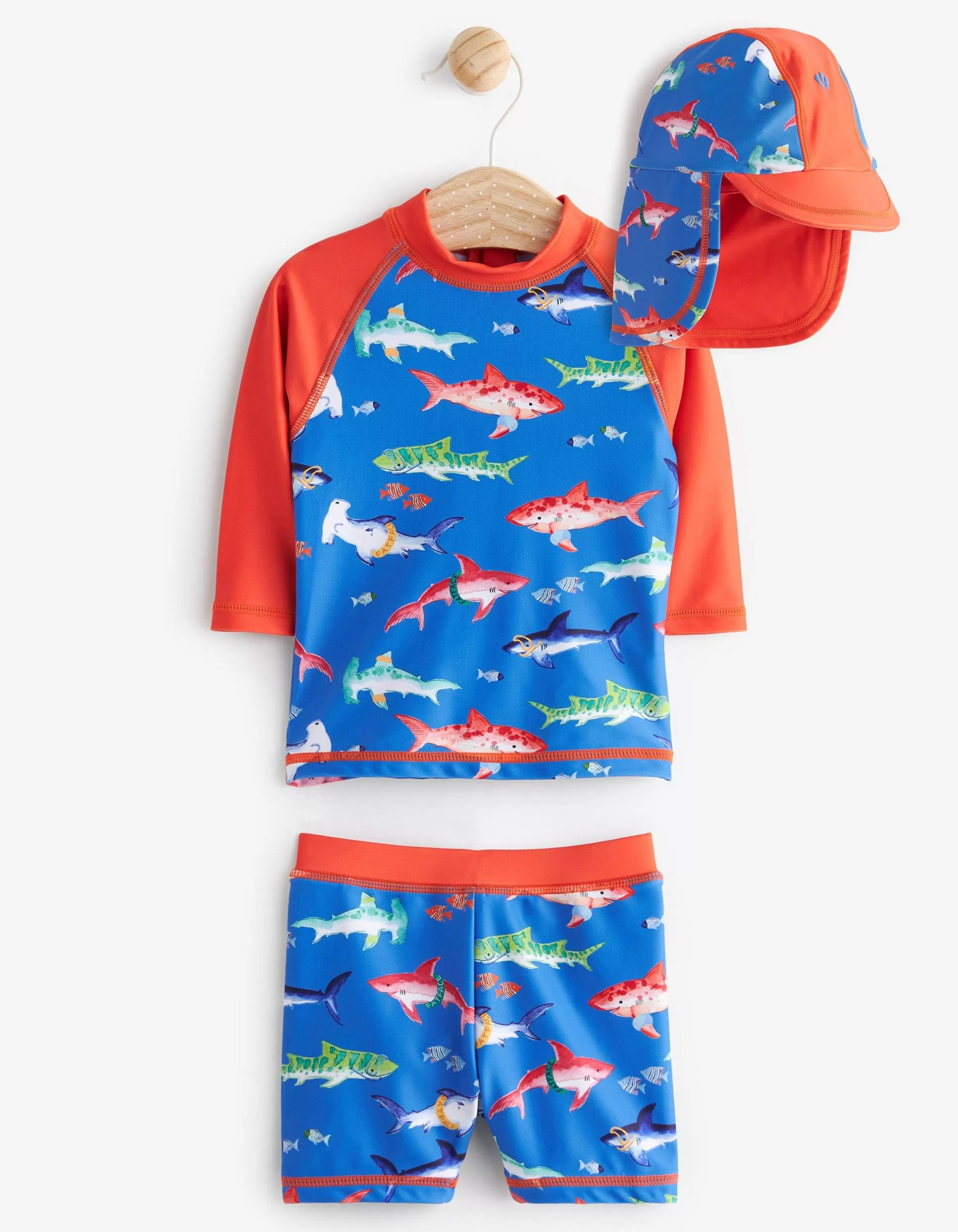 Online FatFace Three Piece Shark Swim Set Blue