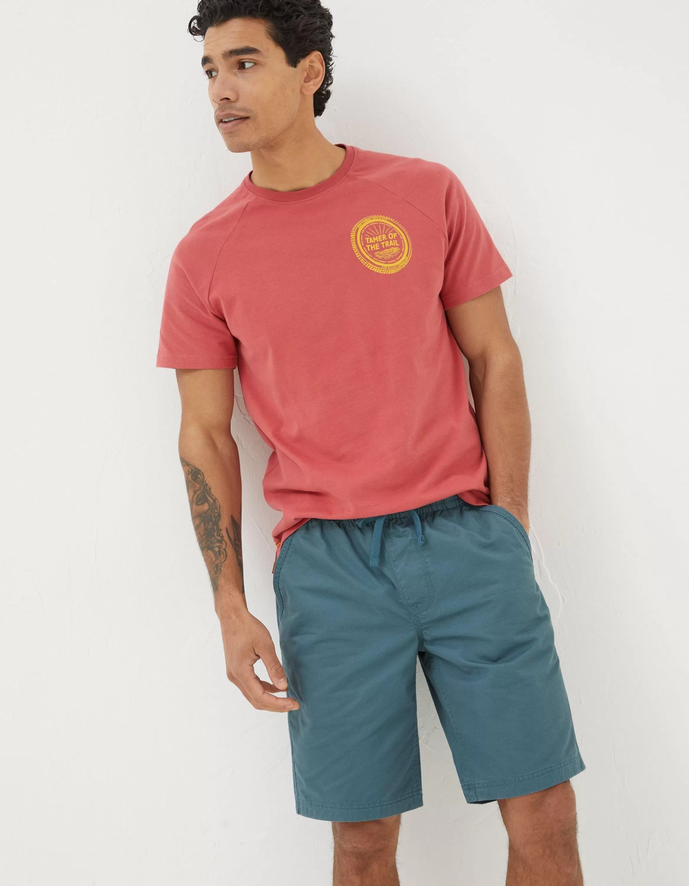 New FatFace Trail Tamer T-Shirt Coral Pink