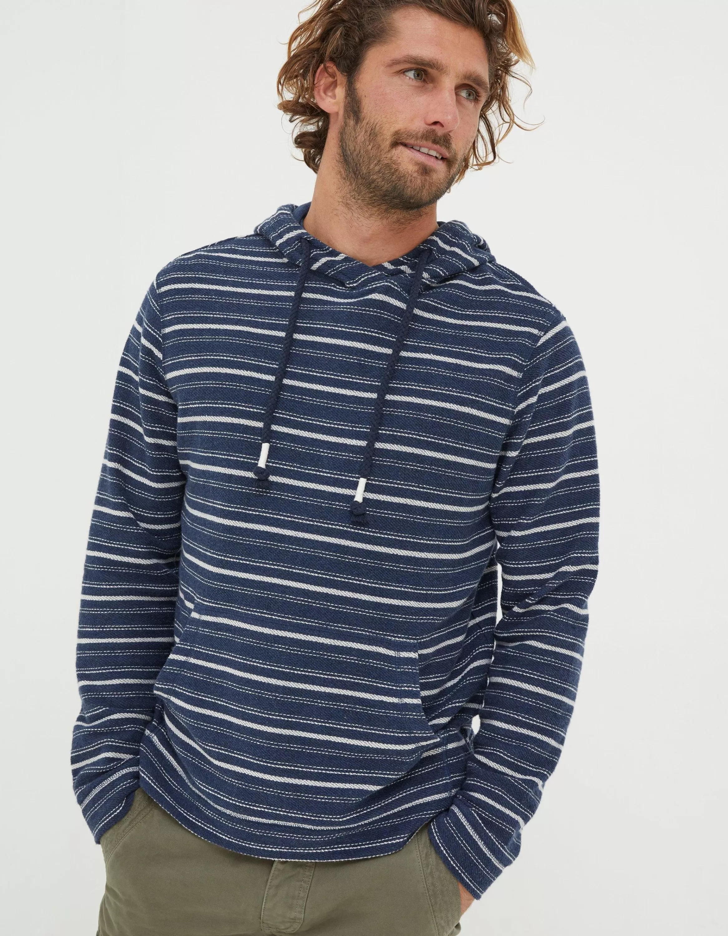 Fashion FatFace Trescoe Fine Stripe Hoodie Navy