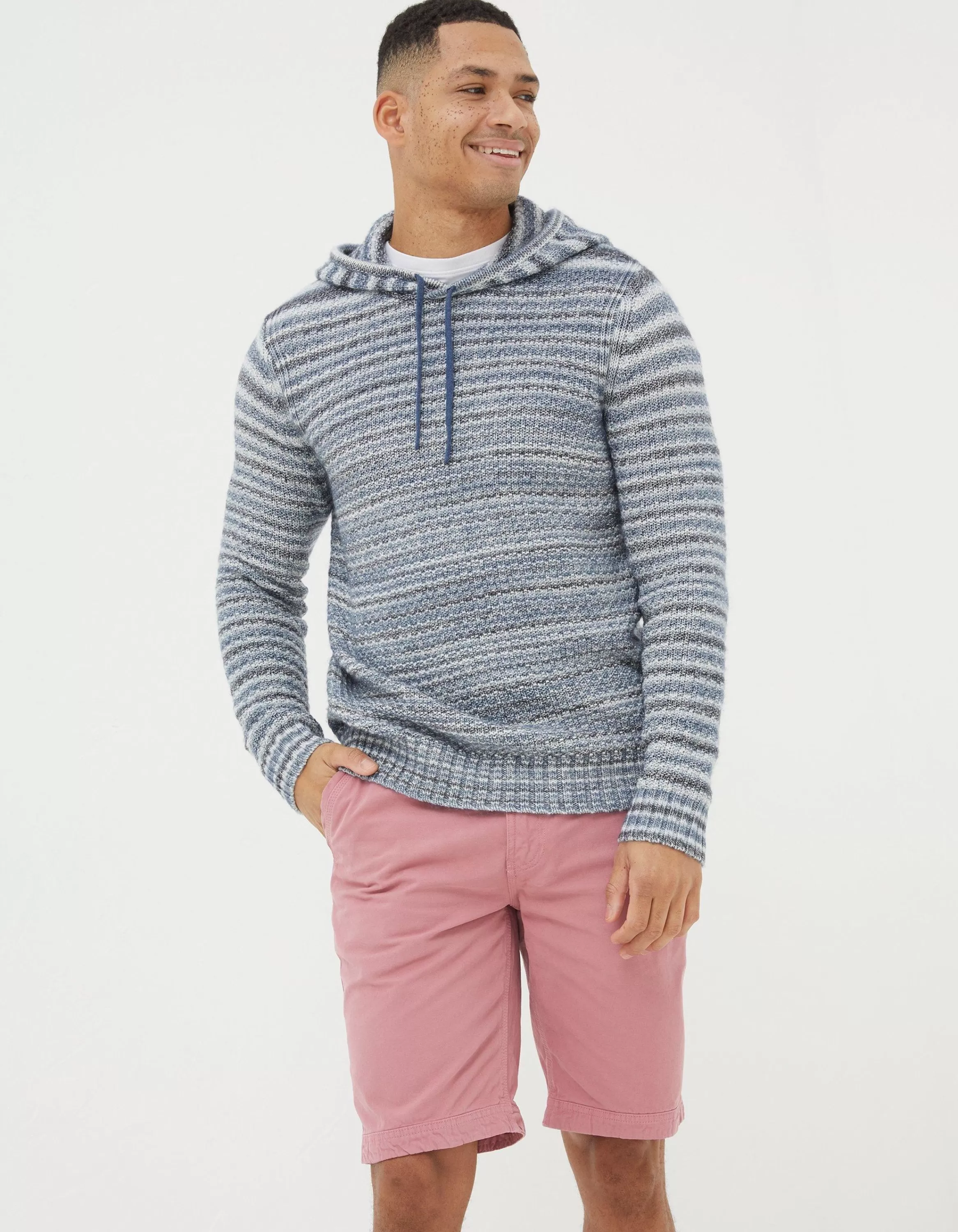 Clearance FatFace Trescowe Knitted Hoodie Blue