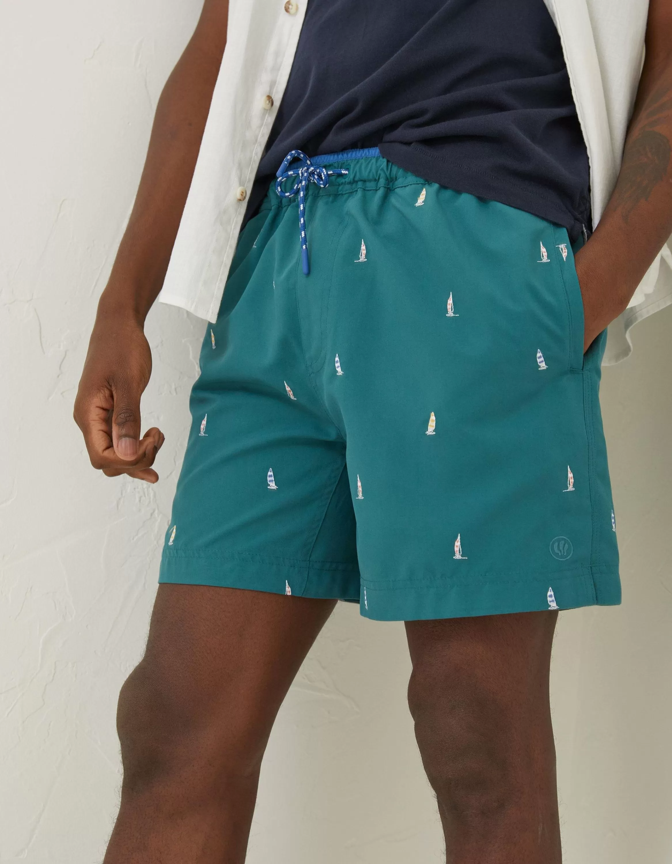 Online FatFace Trevose Boat Swim Shorts Teal Green