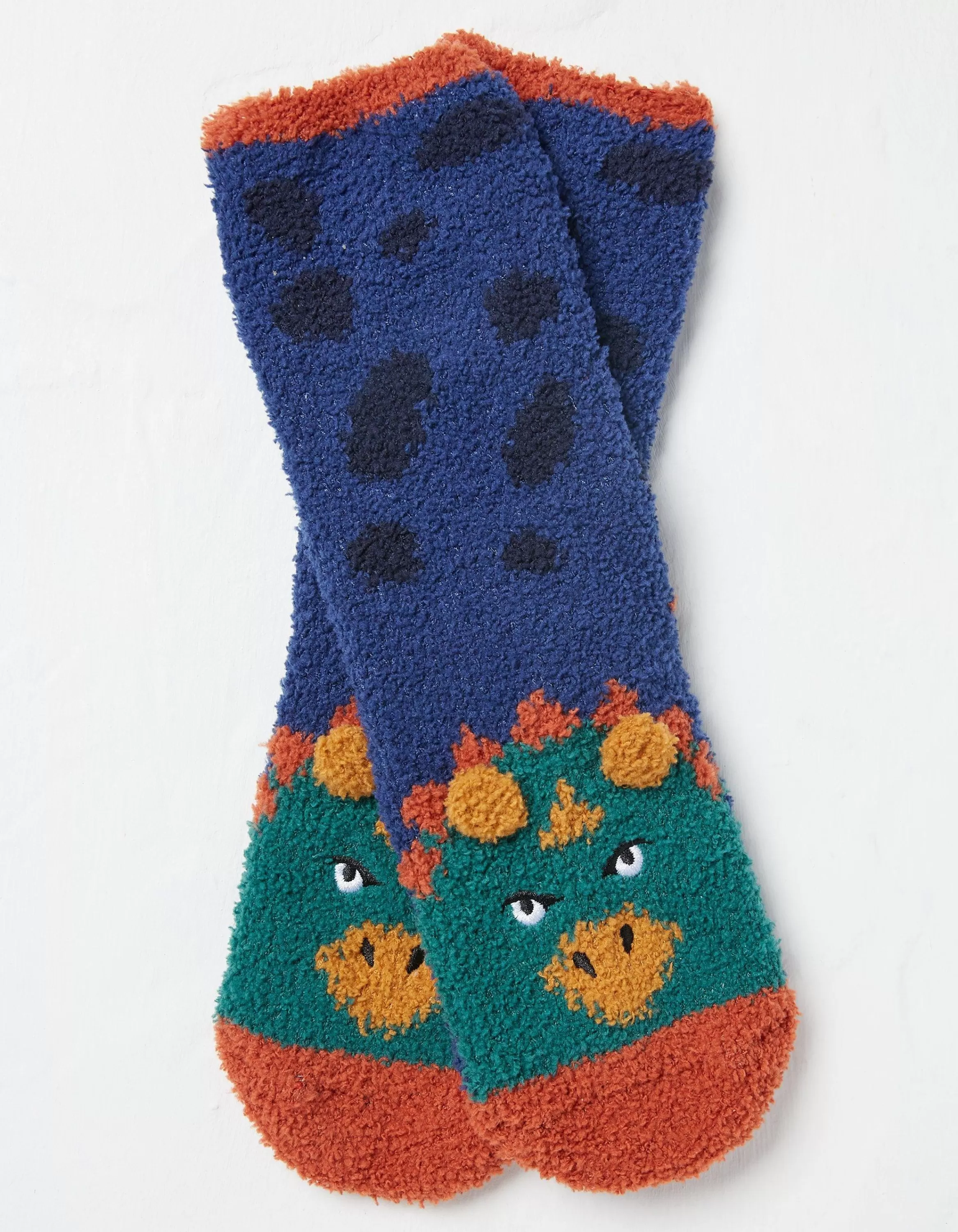 Fashion FatFace Triceratops Fluffy Socks Cobalt Blue