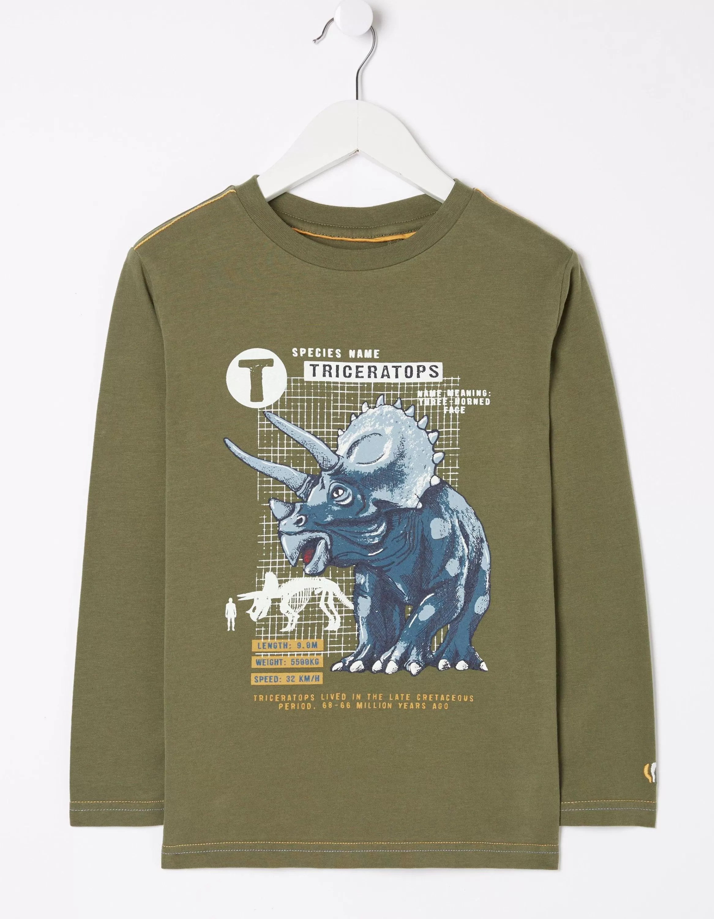 Discount FatFace Triceratops Jersey T-Shirt Khaki Green