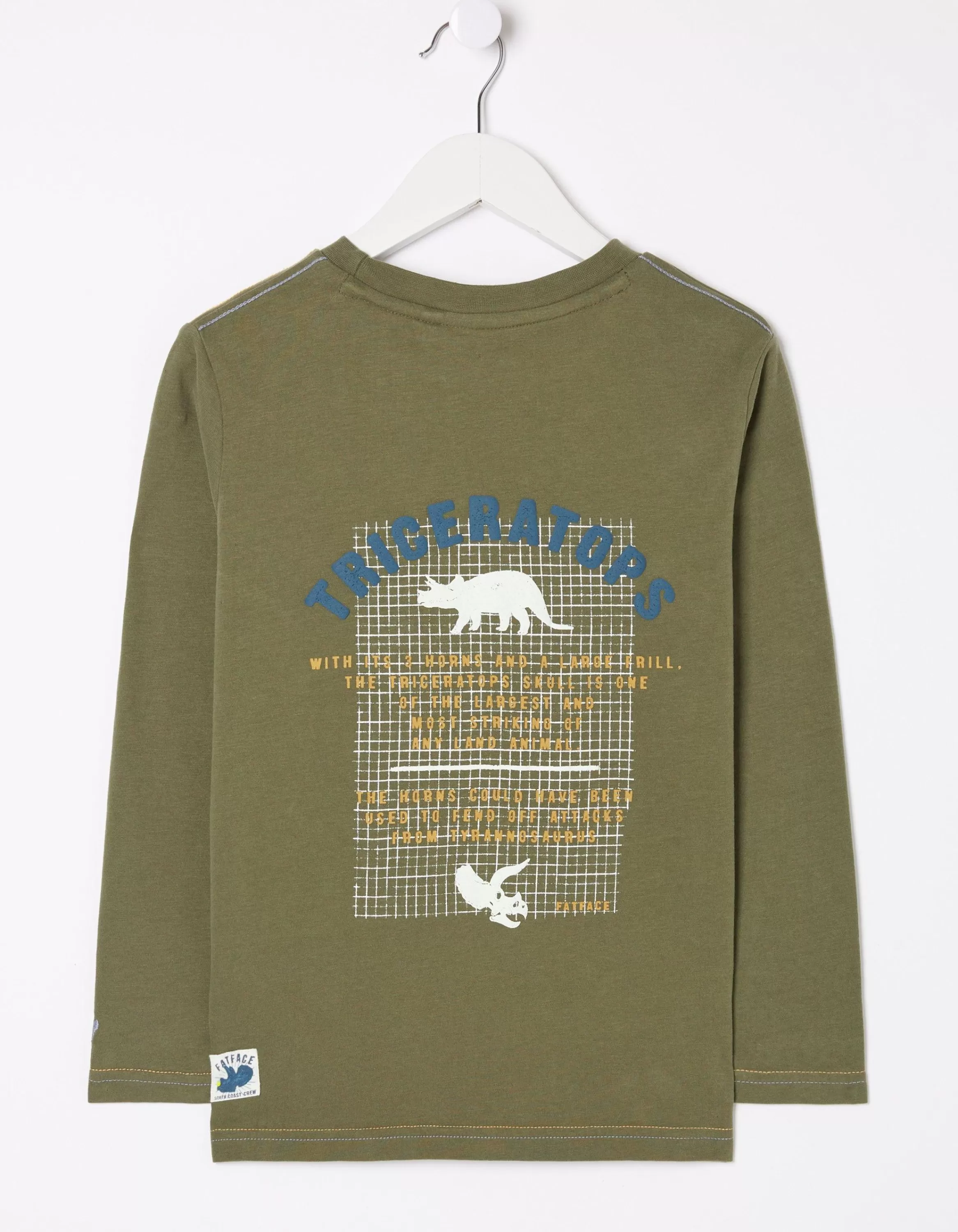 Discount FatFace Triceratops Jersey T-Shirt Khaki Green