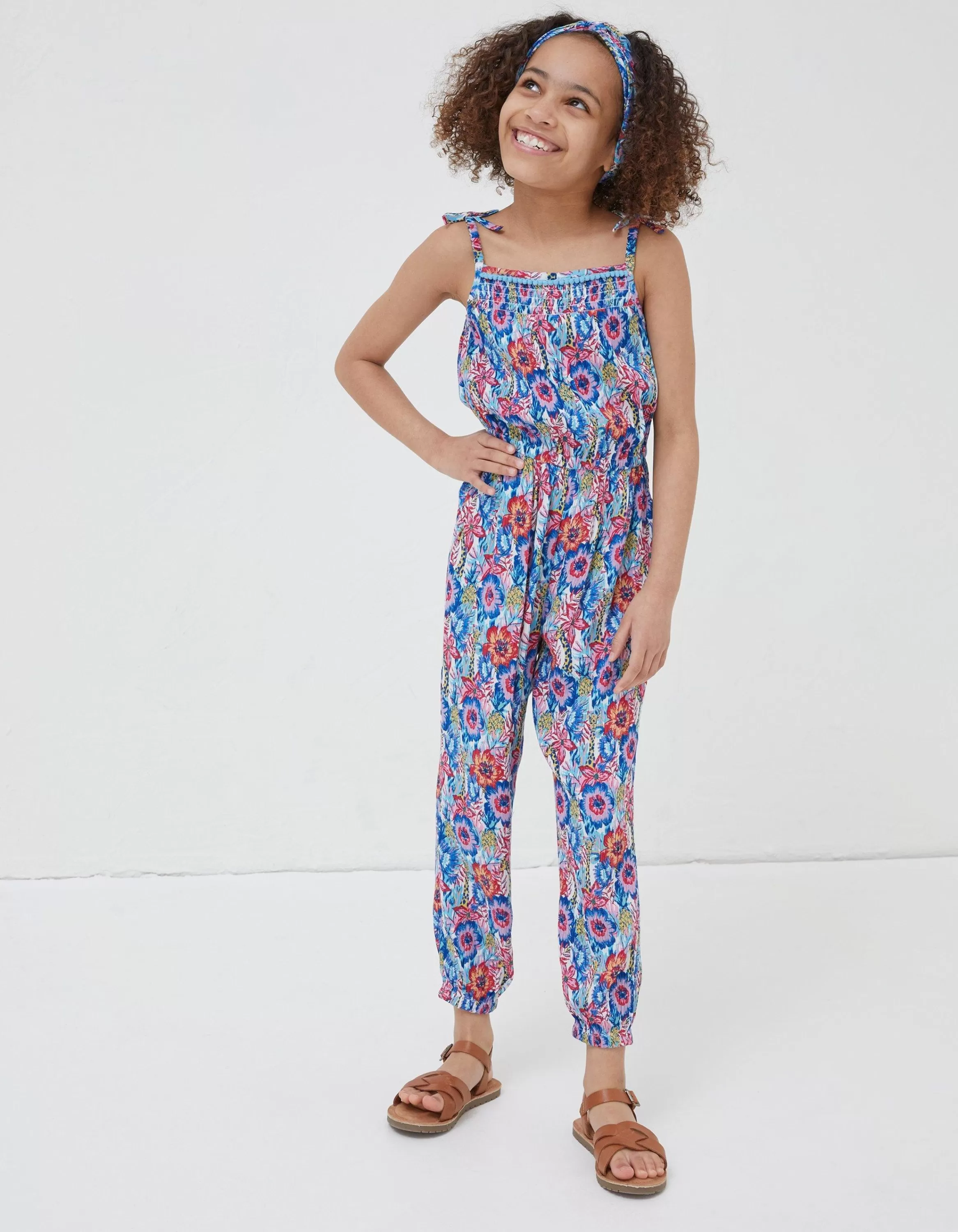 Outlet FatFace Tropical Print Jumpsuit Multi Colour