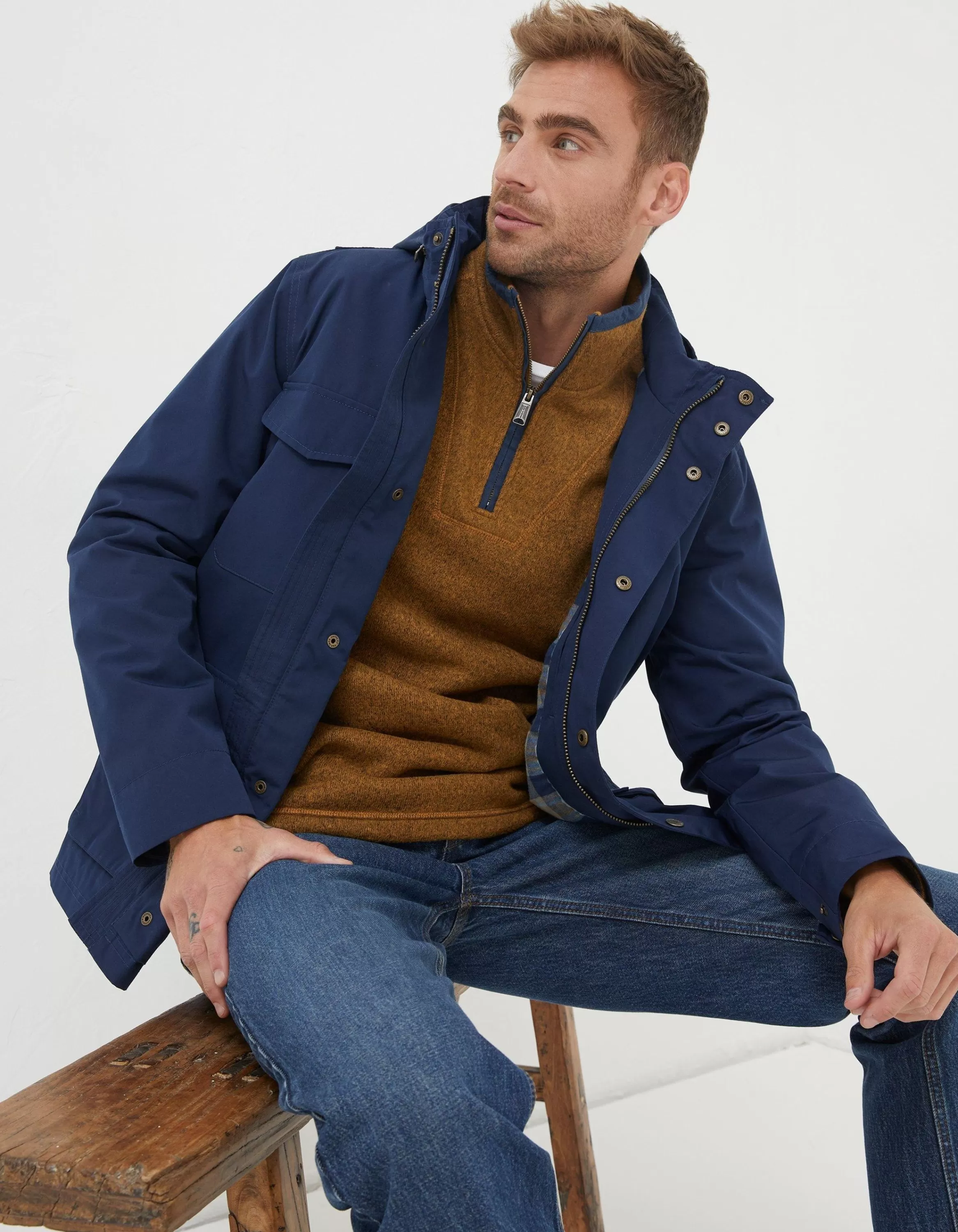 Outlet FatFace Truro Waterproof Jacket Navy