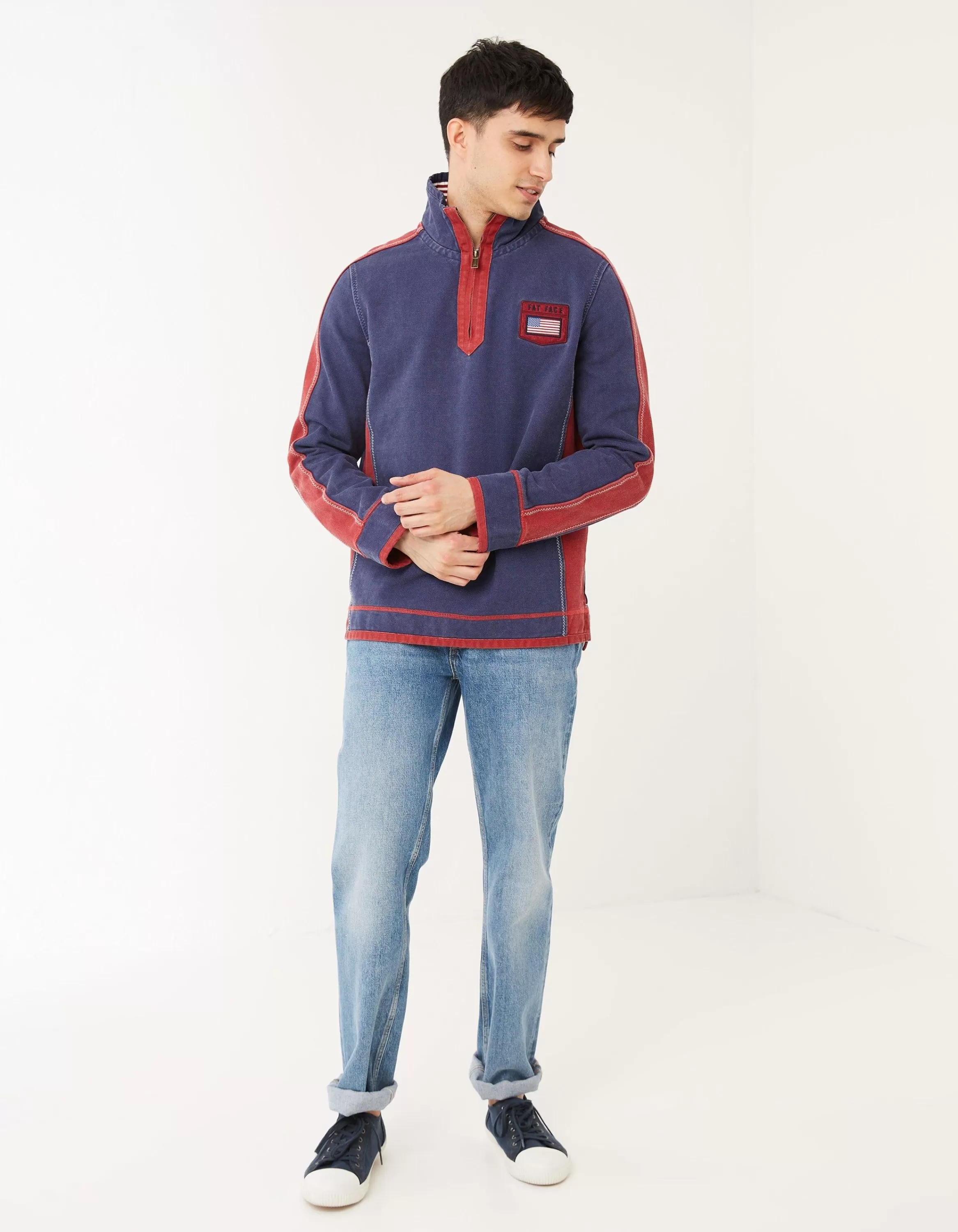 New FatFace Usa Airlie Sweat Navy