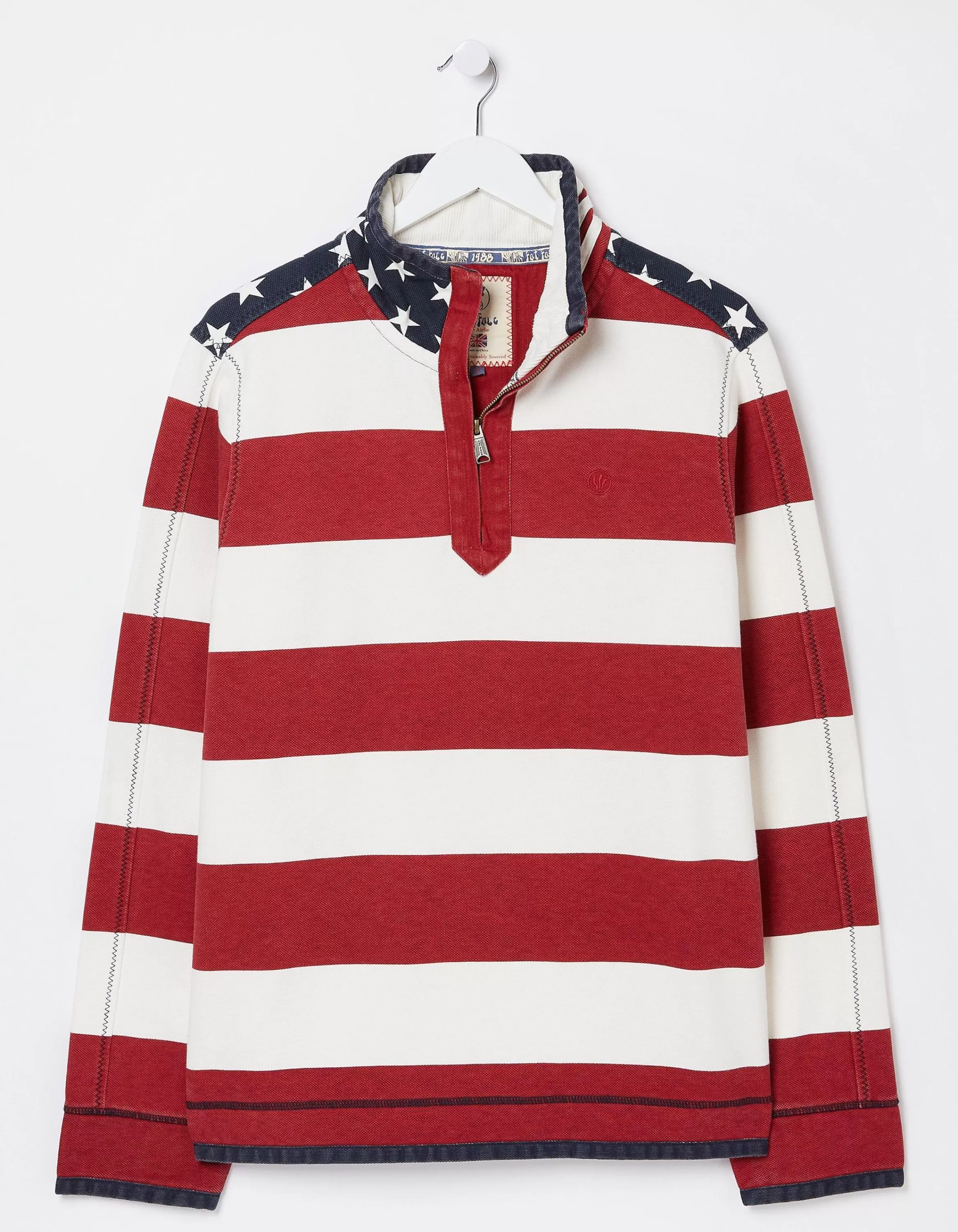 Clearance FatFace Usa Block Stripe Airlie Sweatshirt Red