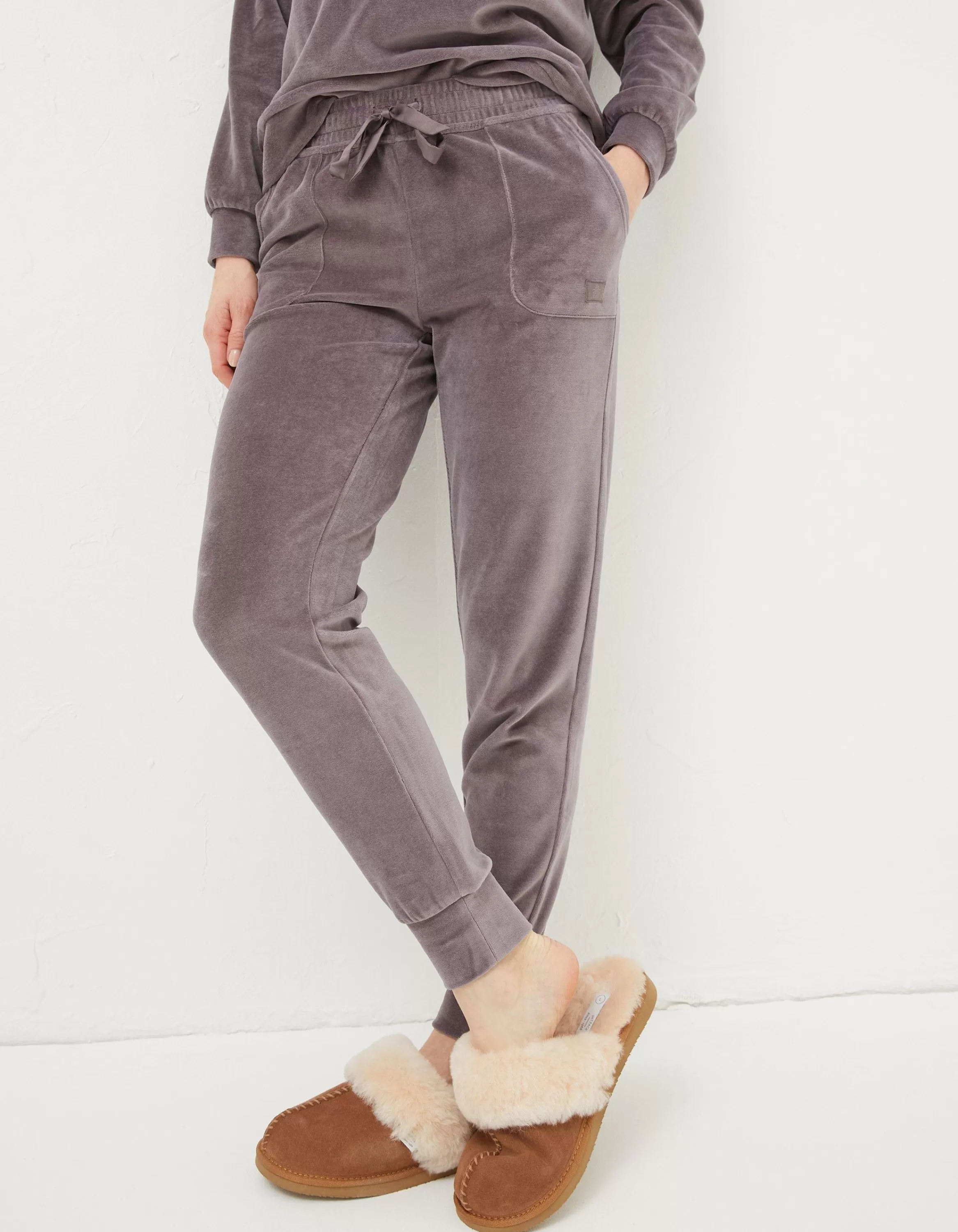 New FatFace Verity Velvet Jogger Washed Purple