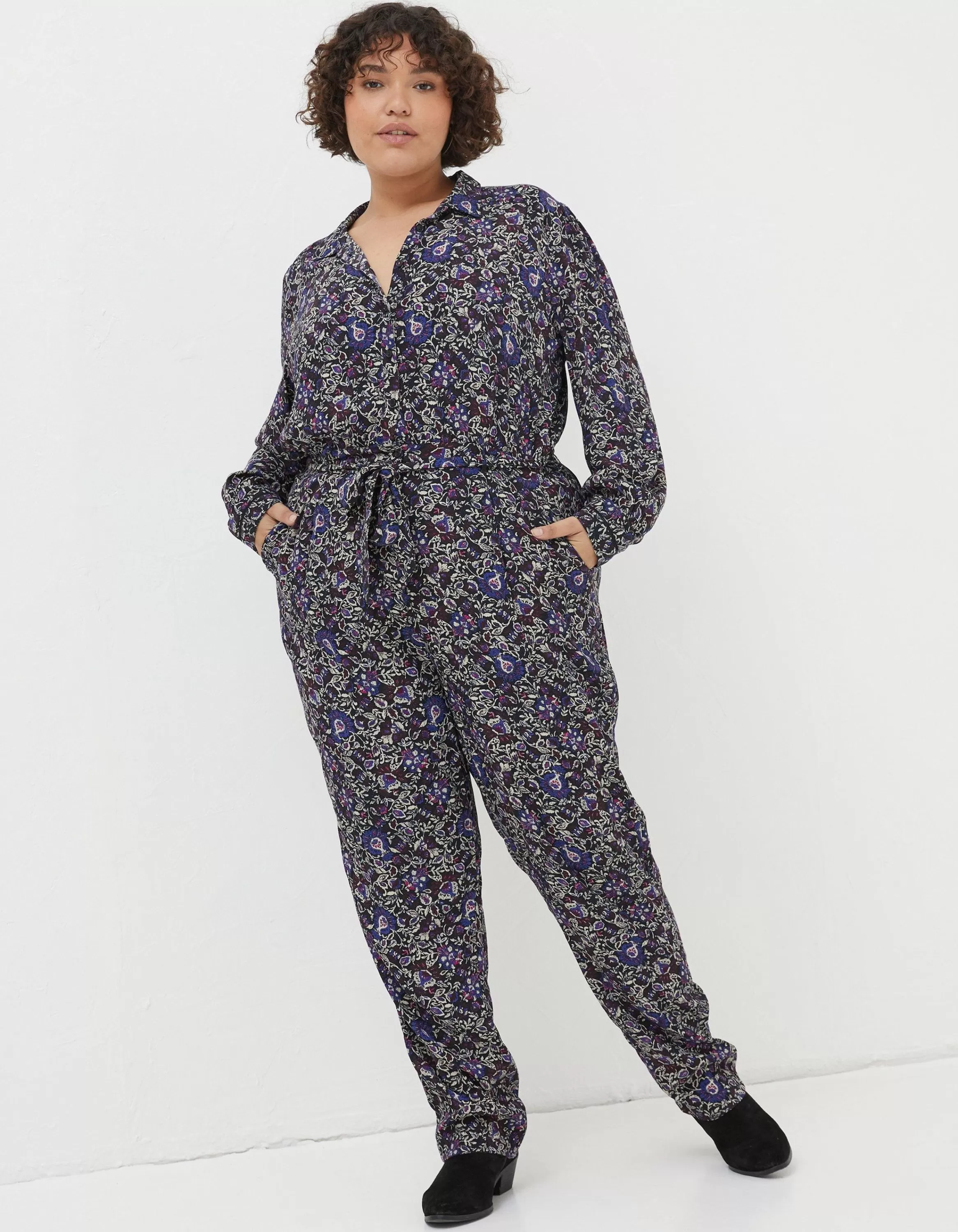 Sale FatFace Vinnie Floral Jumpsuit Black