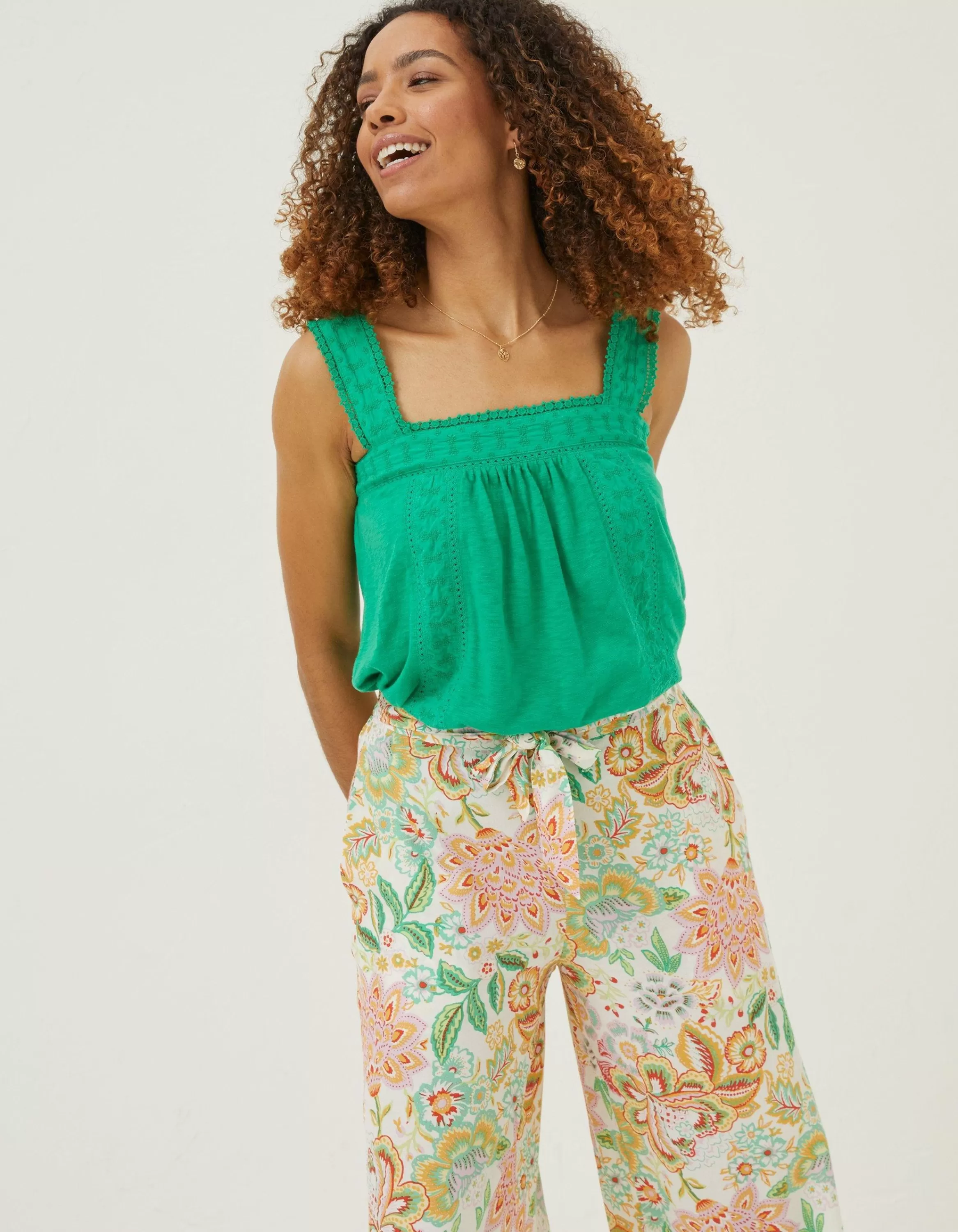 Flash Sale FatFace Viv Embroidered Cami Green