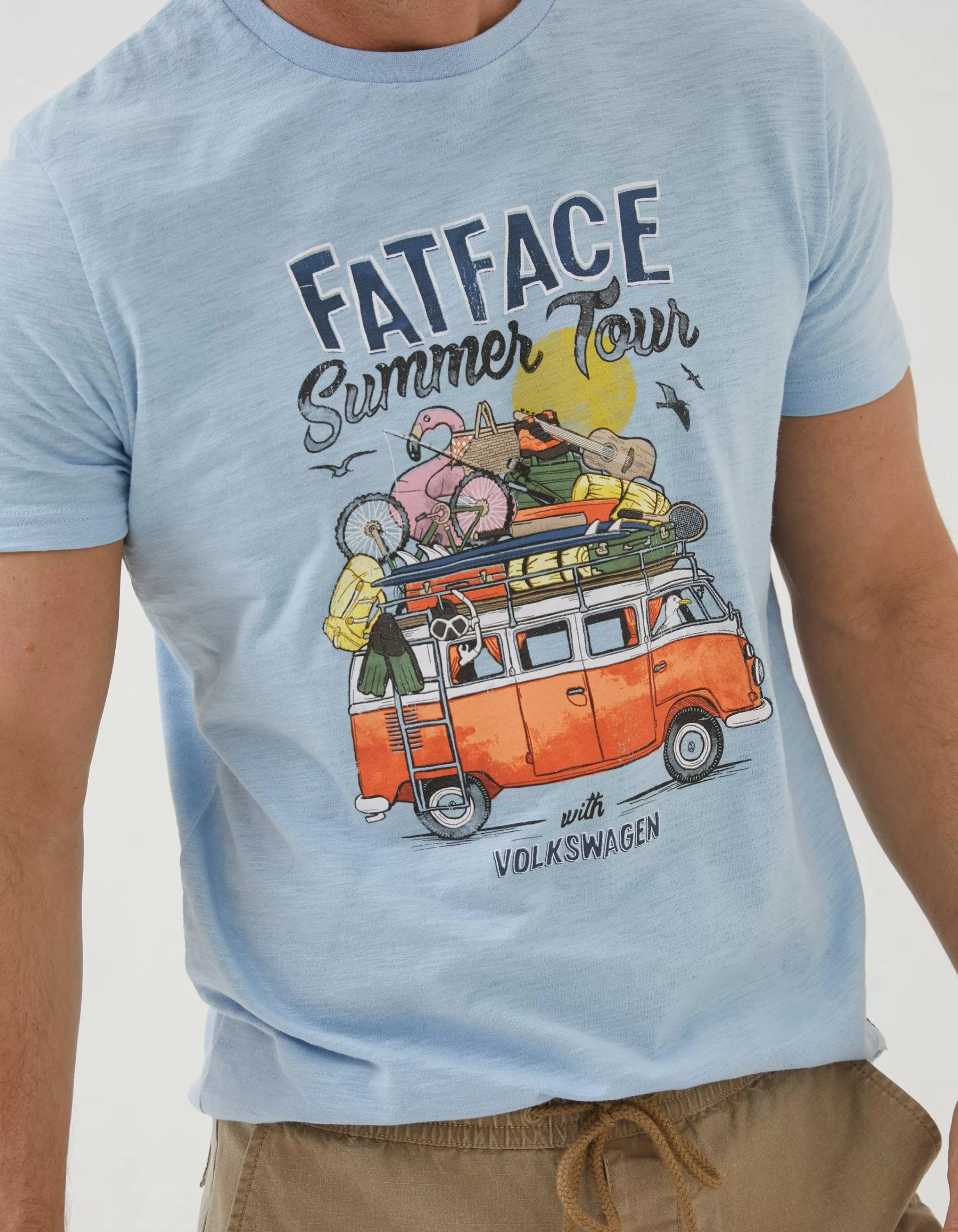 Discount FatFace Vw Summer Tour T-Shirt Light Blue