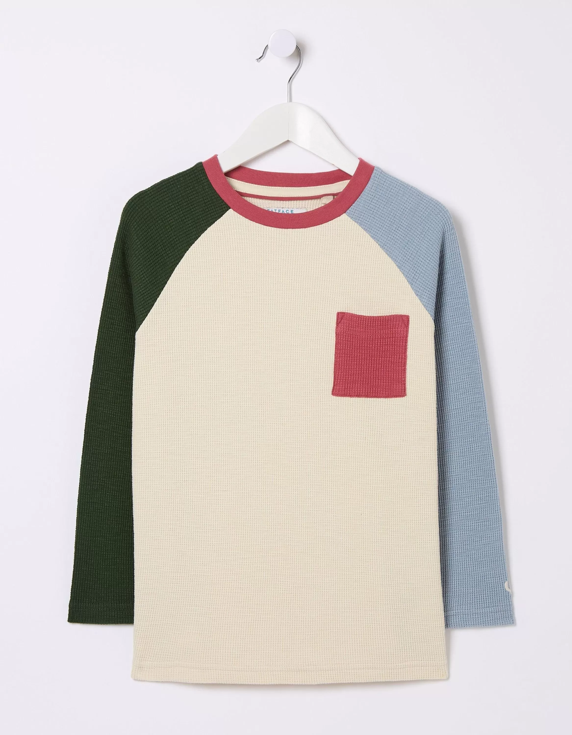 Outlet FatFace Waffle Jersey Raglan T-Shirt Oatmeal