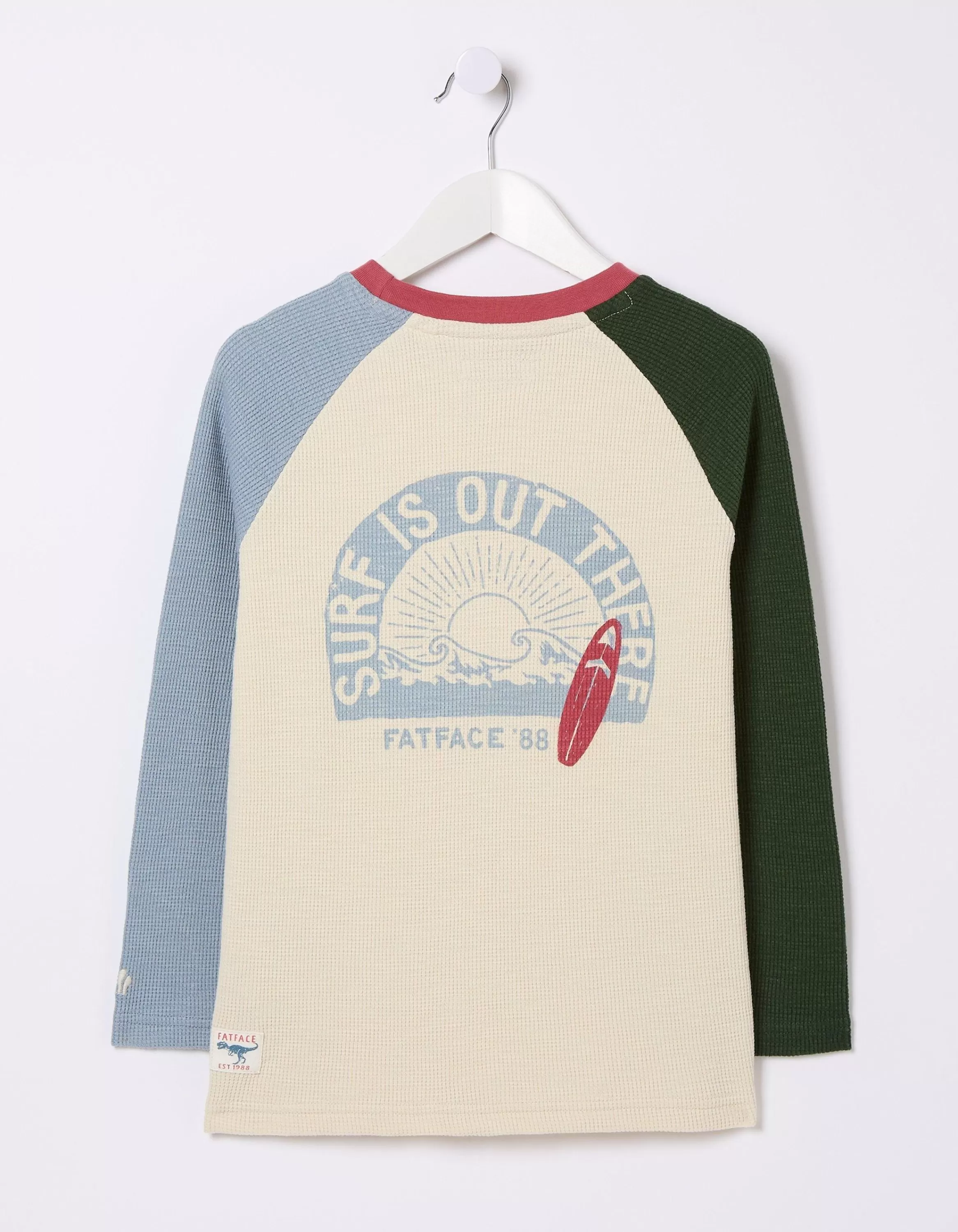 Outlet FatFace Waffle Jersey Raglan T-Shirt Oatmeal