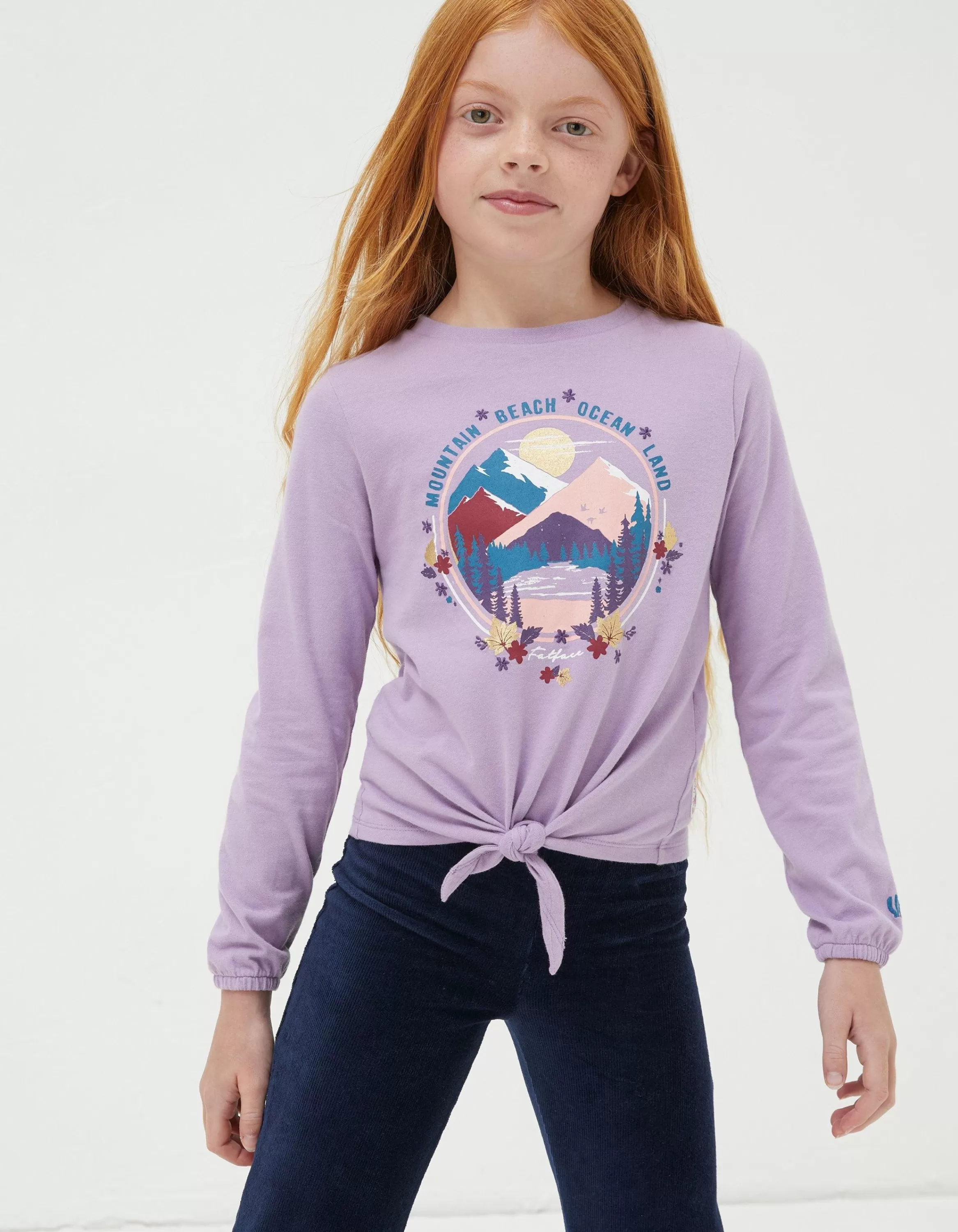 New FatFace Waist Tie Long Sleeve T-Shirt Lilac