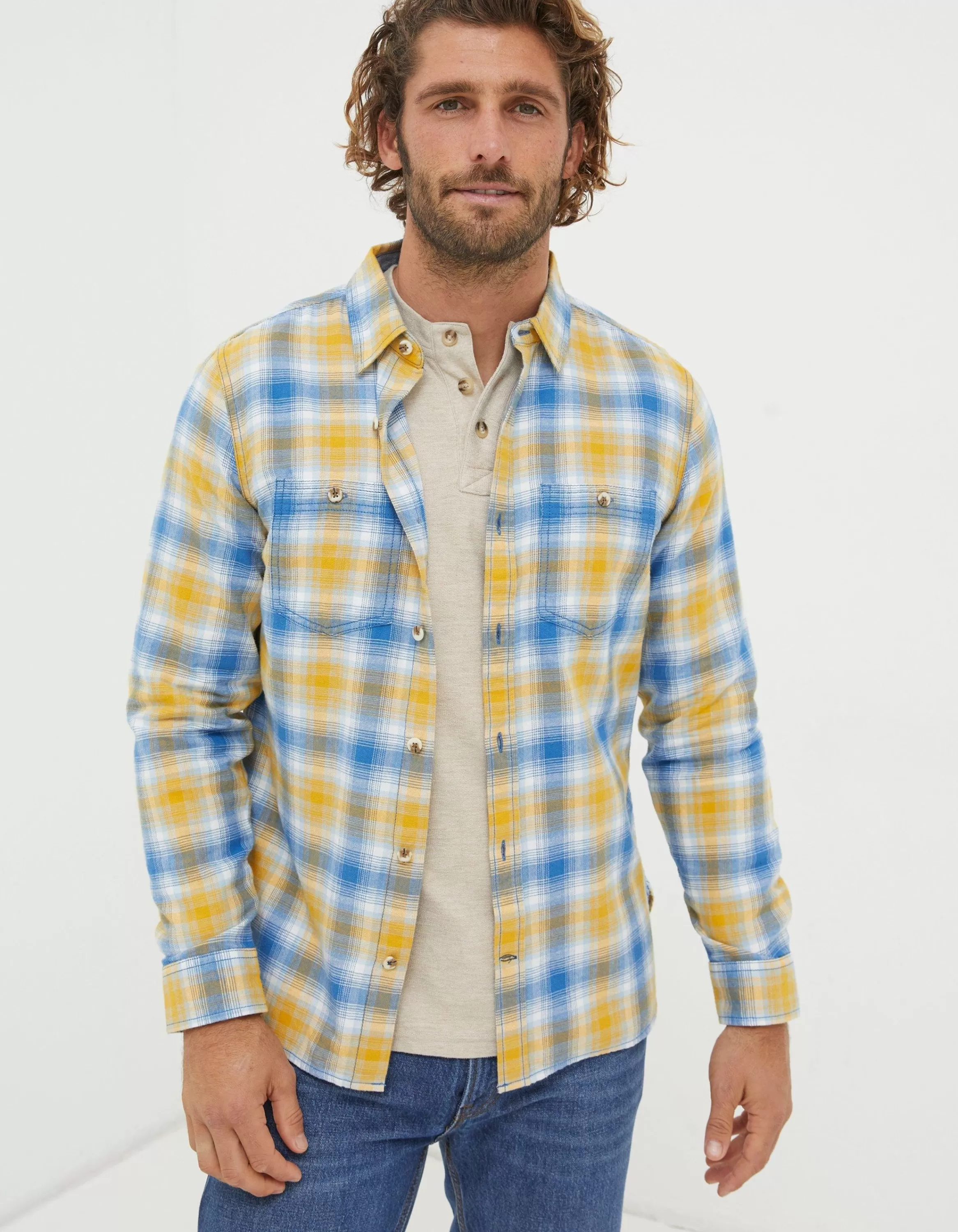 Flash Sale FatFace Walby Check Shirt Yellow