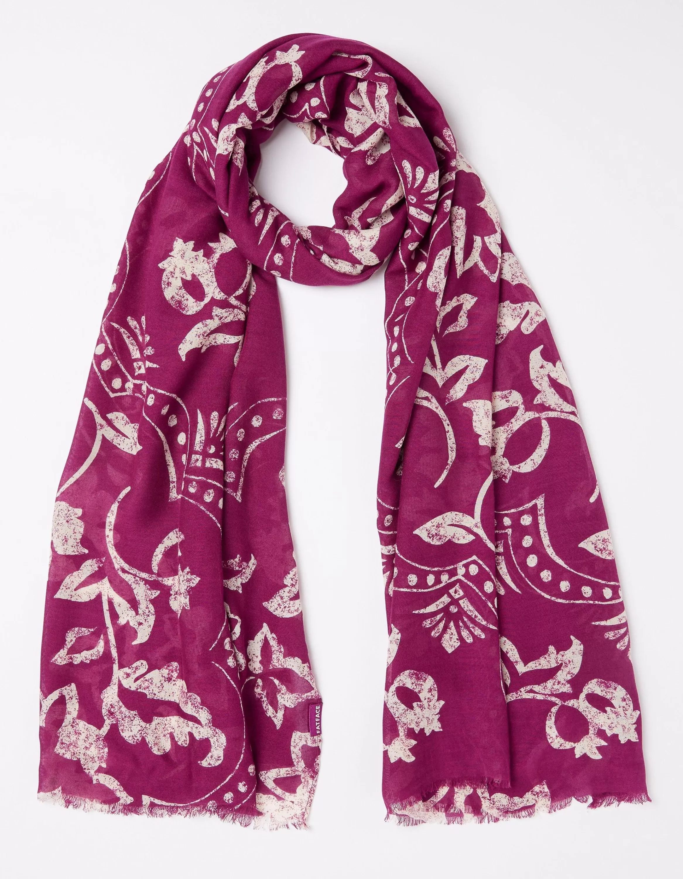 Cheap FatFace Wallpaper Floral Scarf Plum