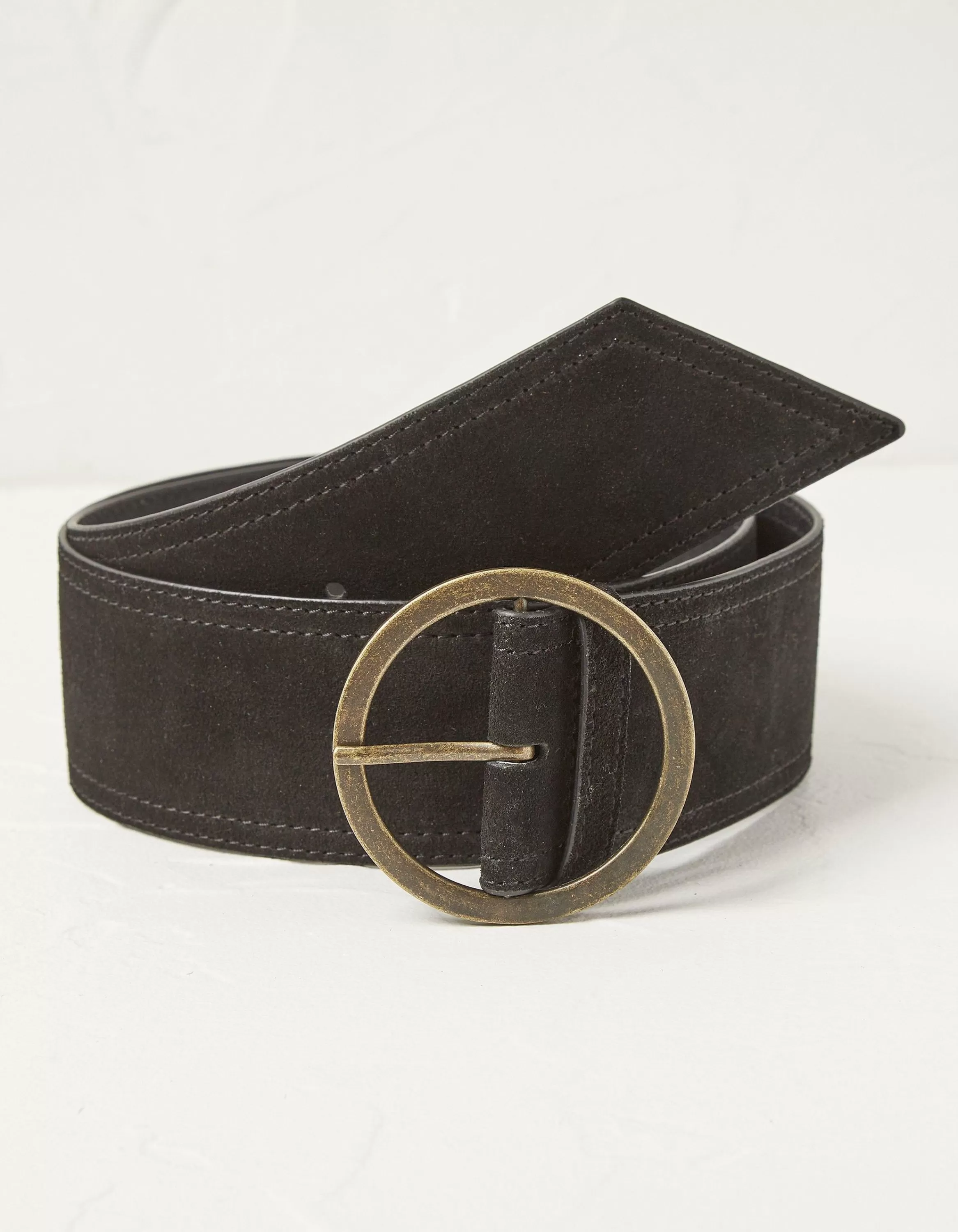 New FatFace Wide Suede Belt Black